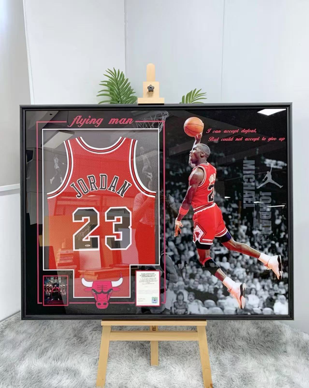 Chicago Bulls Michael Jordan Autographed Jersey with Personalized Custom Design Framed 00005