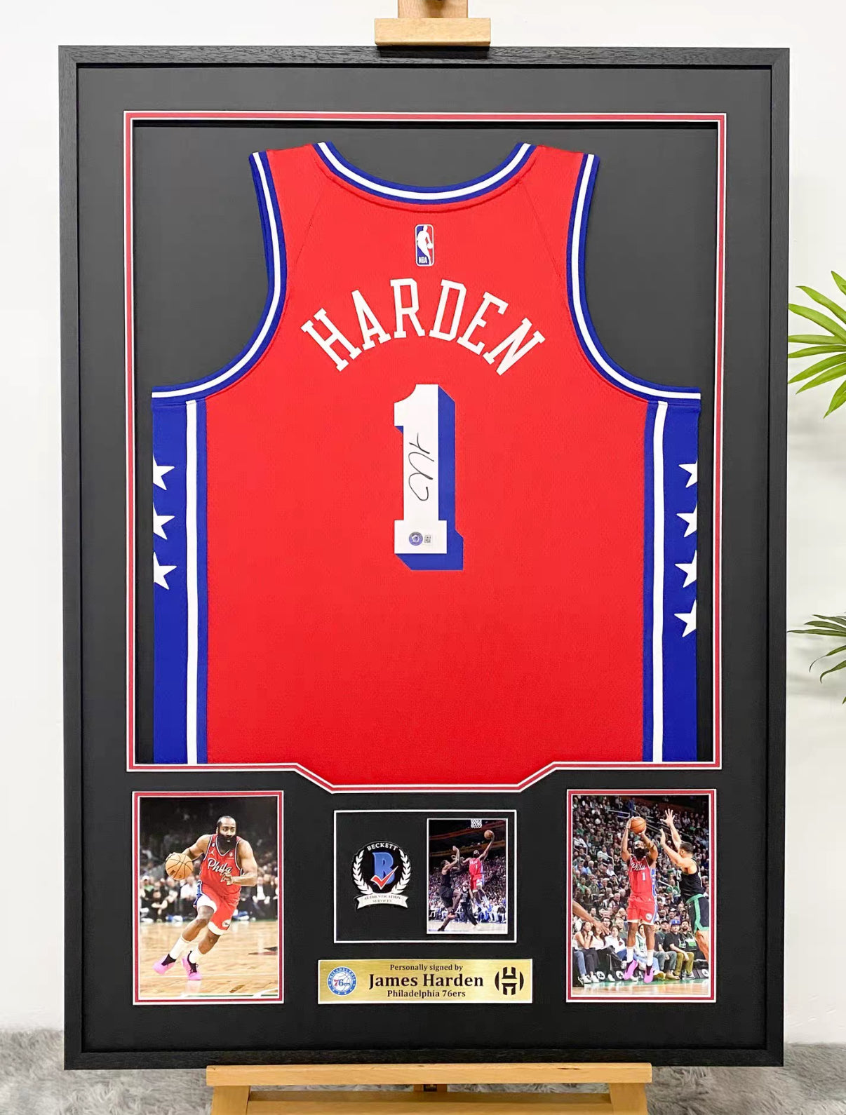 Philadelphia 76ers James Harden Autographed Jersey with Personalized Custom Design Framed 000013