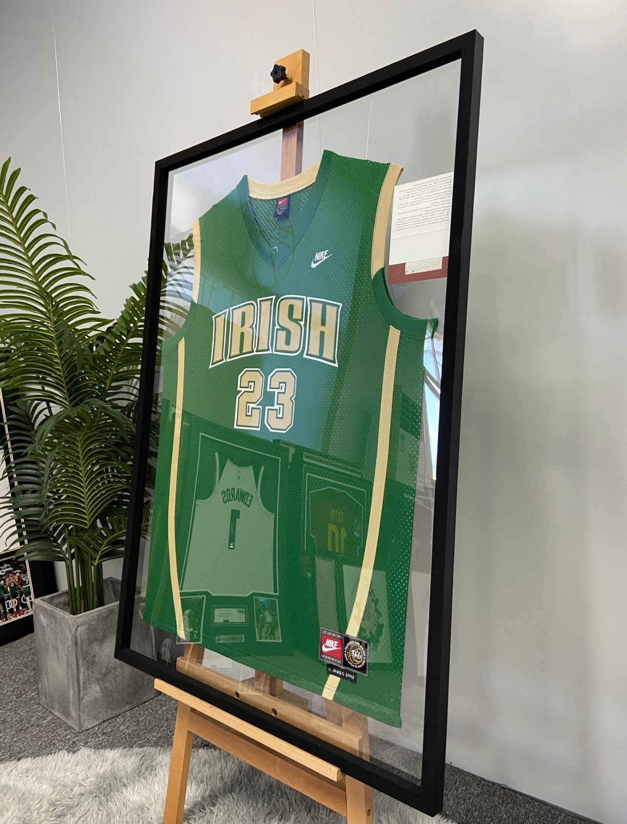 IRISH LeBron James Autographed Jersey with Personalized Custom Design Framed 000047