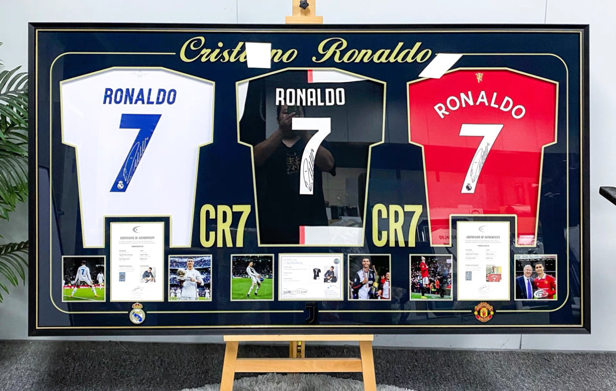 Cristiano Ronaldo Autographed Jersey with Personalized Custom Design Framed 000027