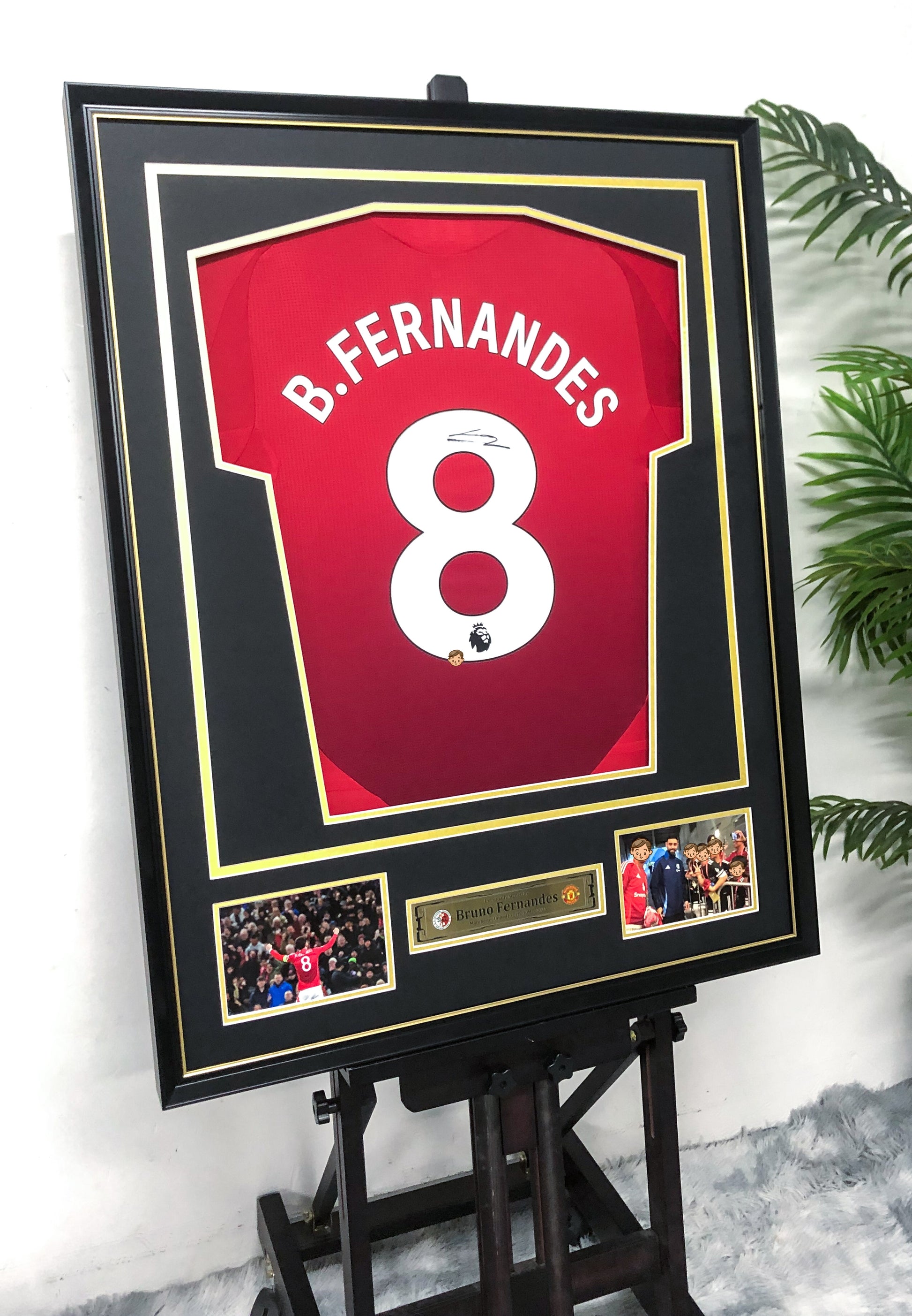 Manchester United Bruno Fernandes Autographed Jersey with Personalized Custom Design Framed 00077