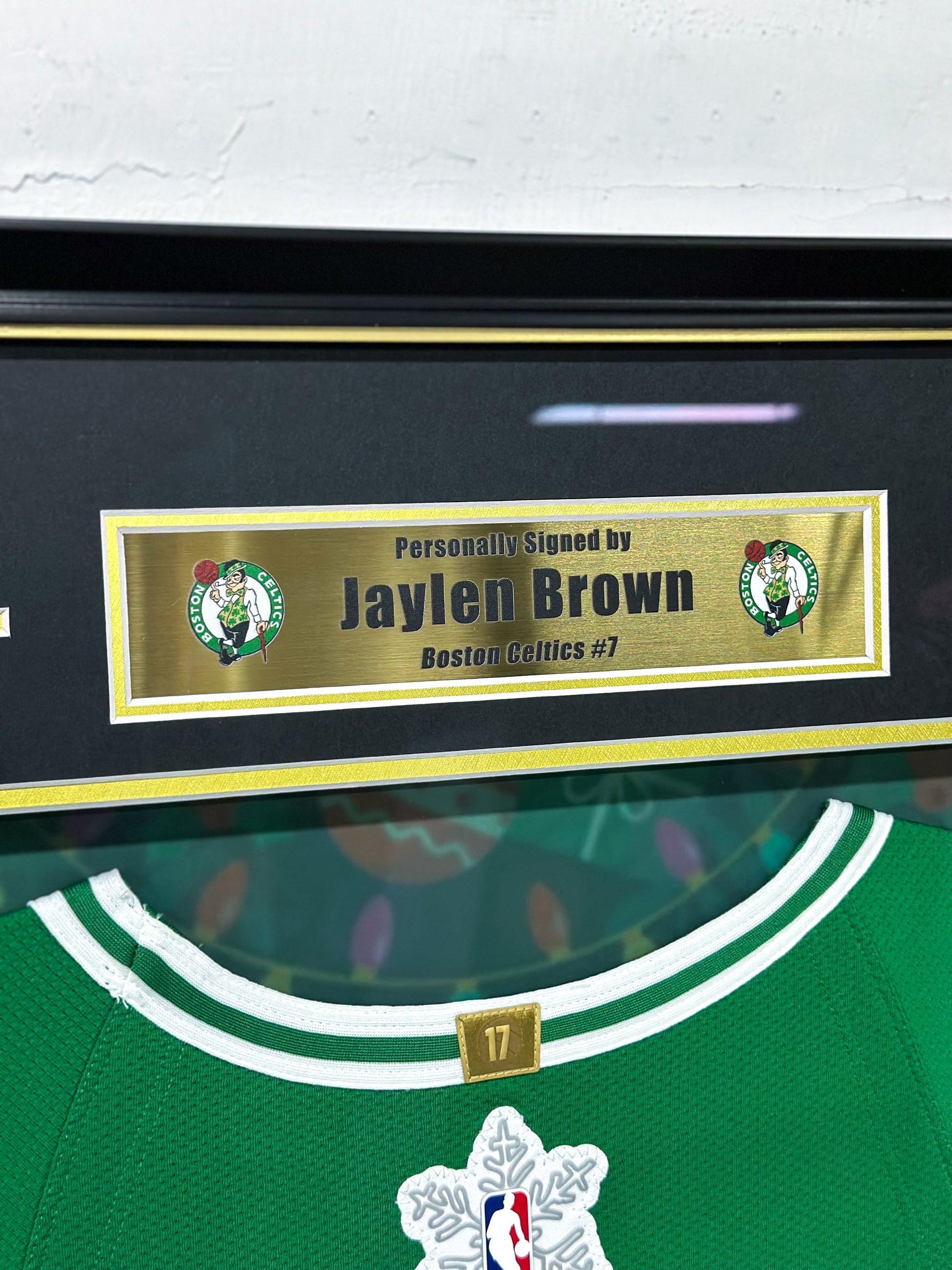 Boston Celtics Jaylen Brown Autographed Jersey with Standard Design Framed 00065