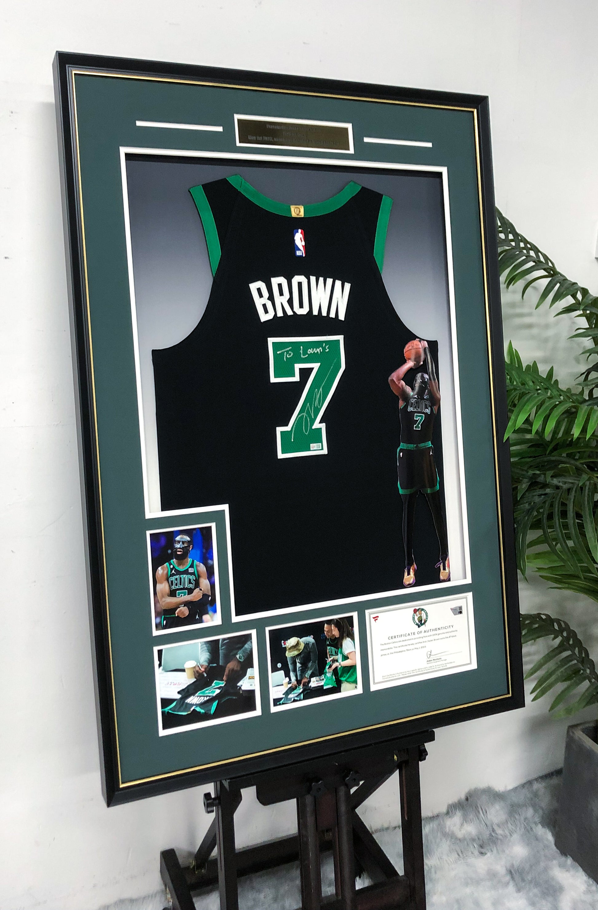 Boston Celtics Jaylen Brown Autographed Jersey with Standard Design Framed 00066