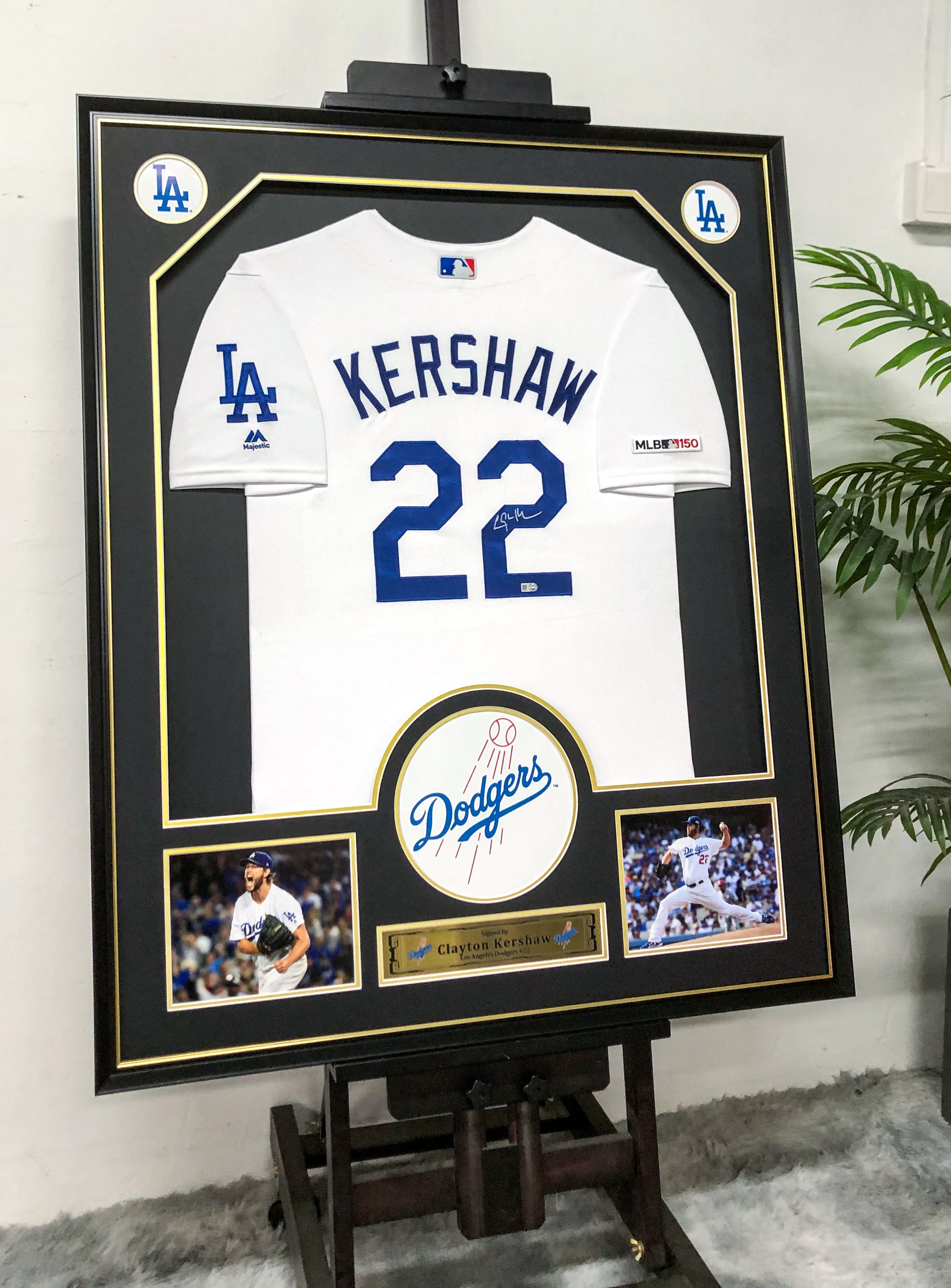 Los Angeles Dodgers Clayton Kershaw Autographed Jersey with Personalized Custom Design Framed 00018