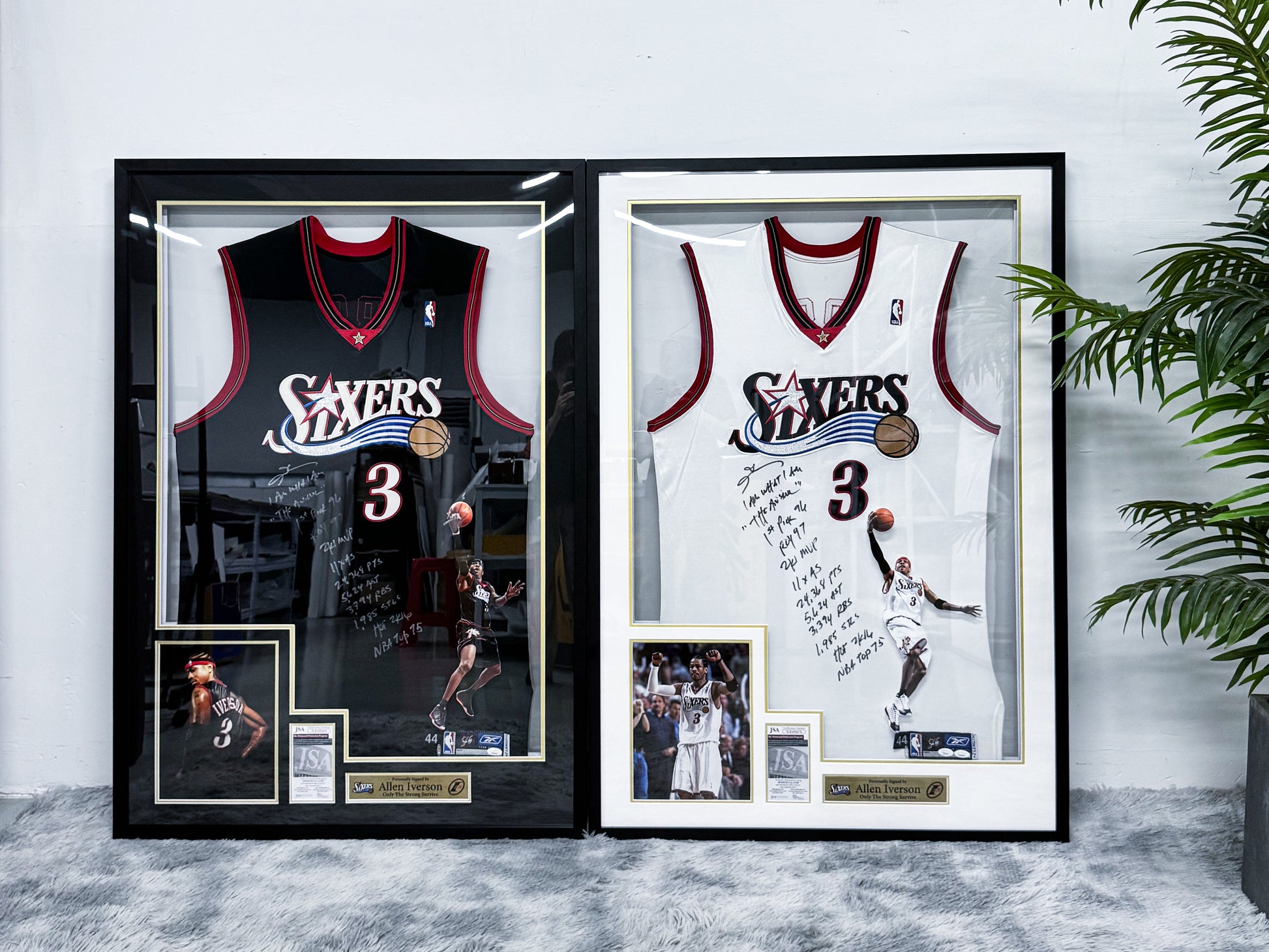 Philadelphia 76ers Allen Iverson Autographed Jersey with Personalized Custom Design Framed 00007