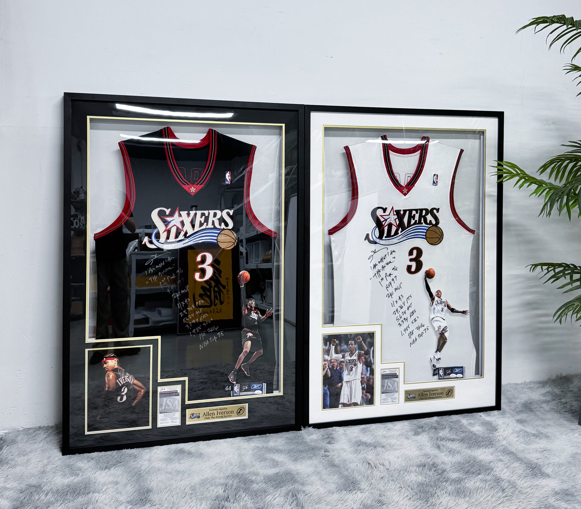 Philadelphia 76ers Allen Iverson Autographed Jersey with Personalized Custom Design Framed 00007