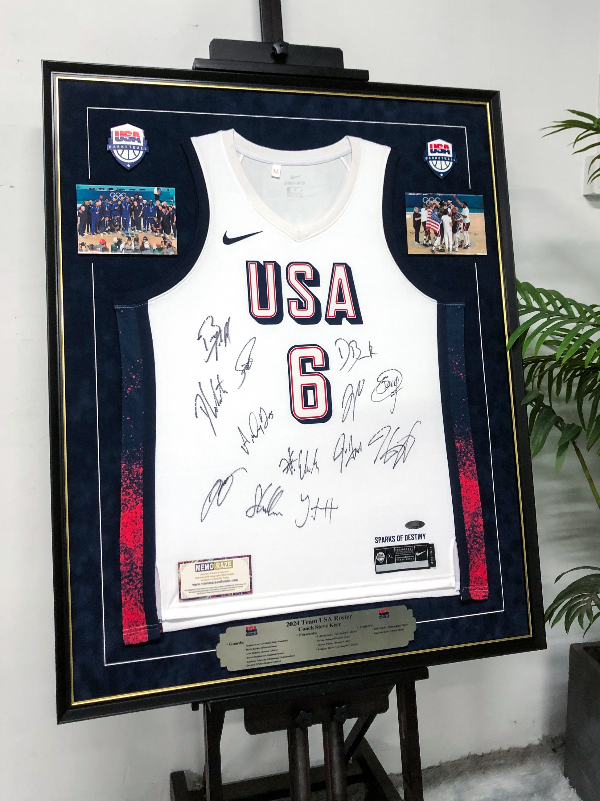 USA LeBron James Autographed Jersey with Personalized Custom Design Framed 000052