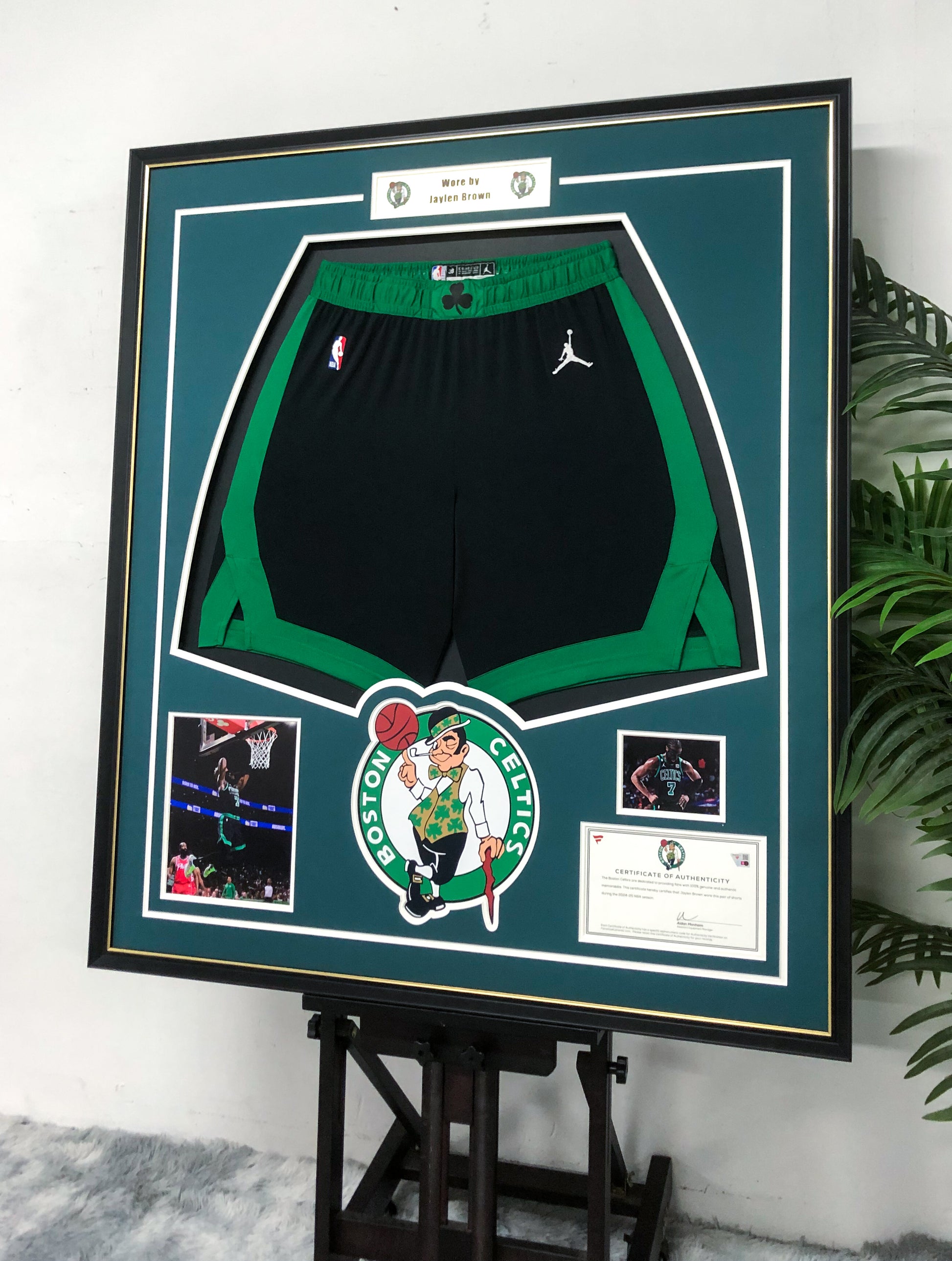 Boston Celtics Jaylen Brown Autographed shorts with Standard Design Framed 00067
