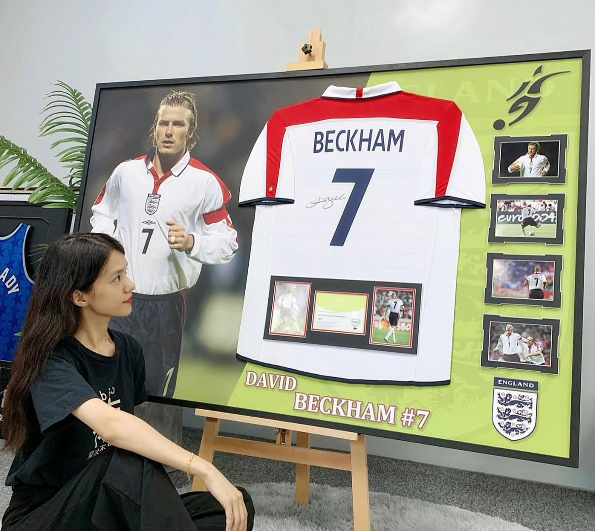 England National Football Team David Beckham Autographed Jersey with Personalized Custom Design Framed 00007
