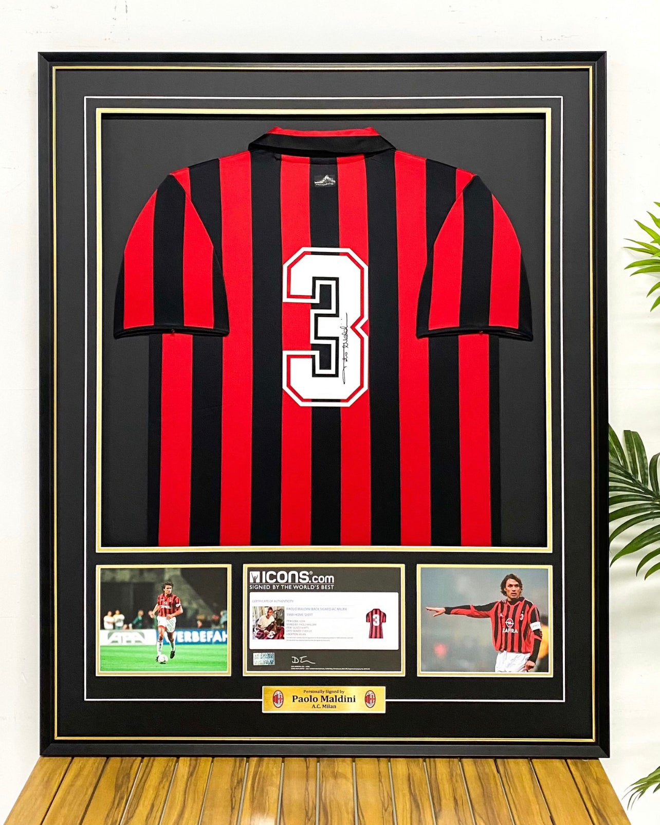 A.C. Milan Paolo Maldini Autographed Jersey with Personalized Custom Design Framed 000020