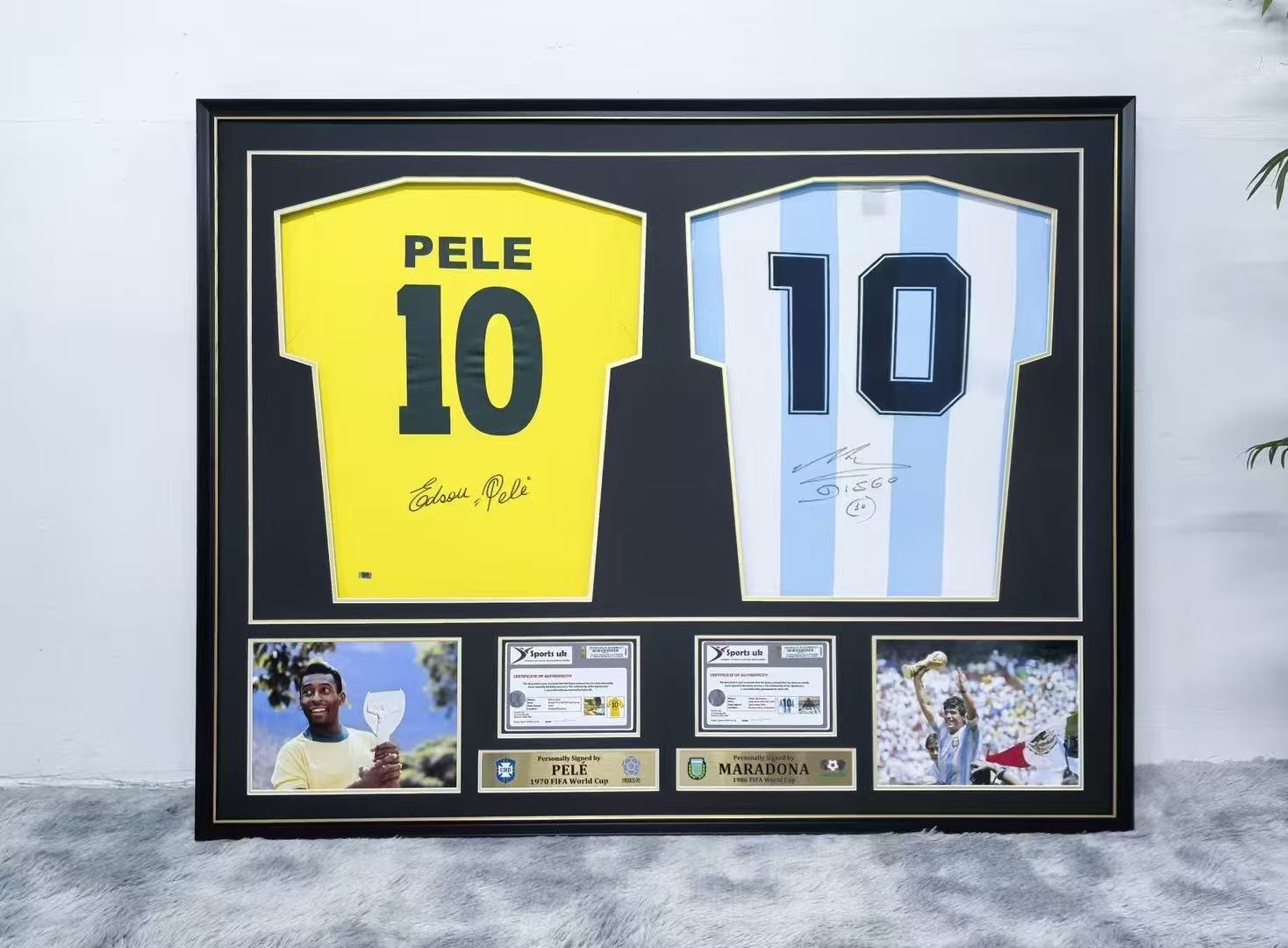 PELÉ MARADONA Jersey combination Autographed Jersey with Personalized Custom Design Framed 000014