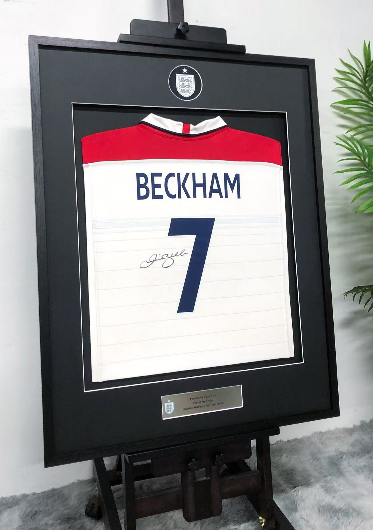 England National Football Team David Beckham Autographed Jersey with Personalized Custom Design Framed 00010