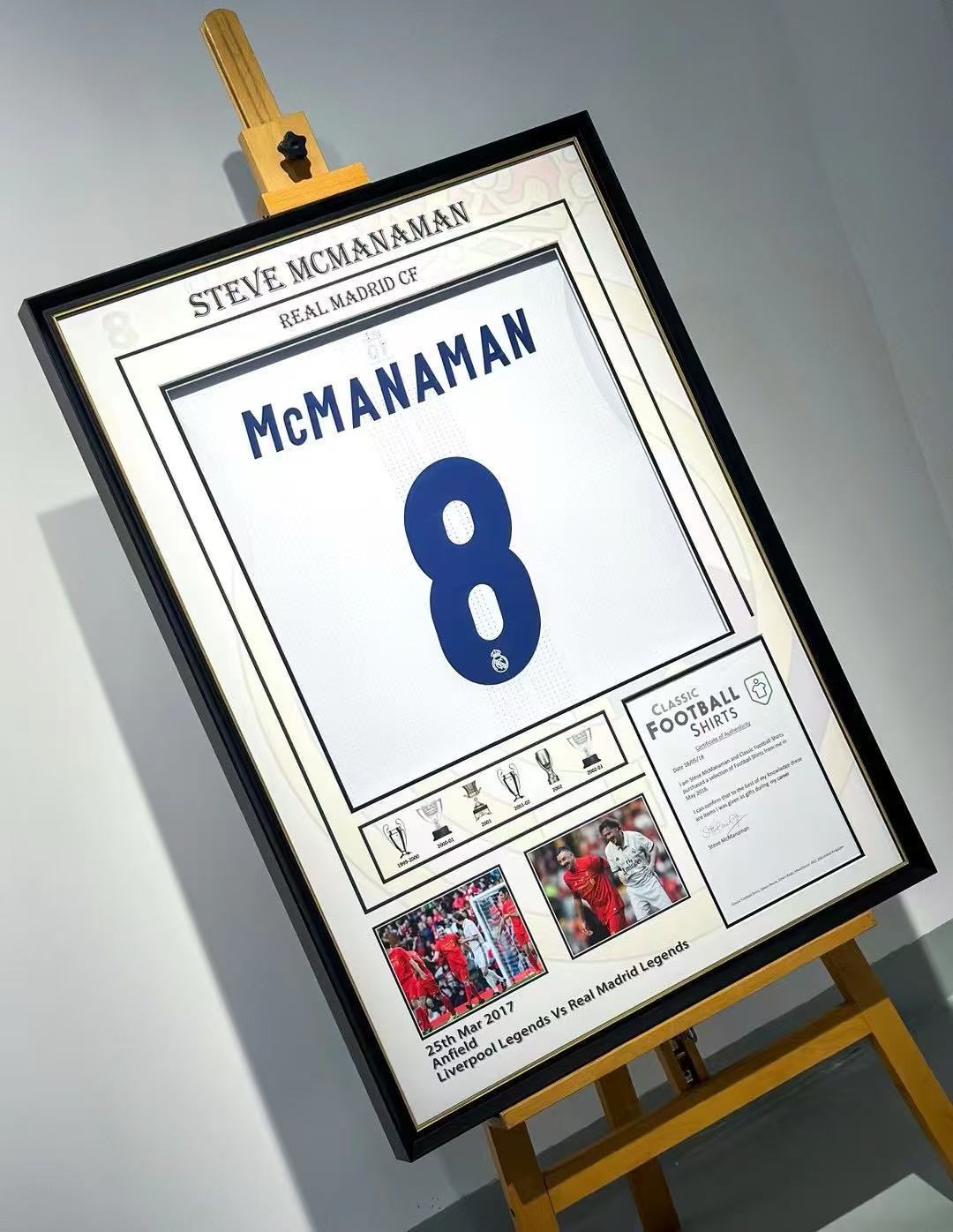 Real Madrid CF Steve McManaman Autographed Jersey with Personalized Custom Design Framed 00020