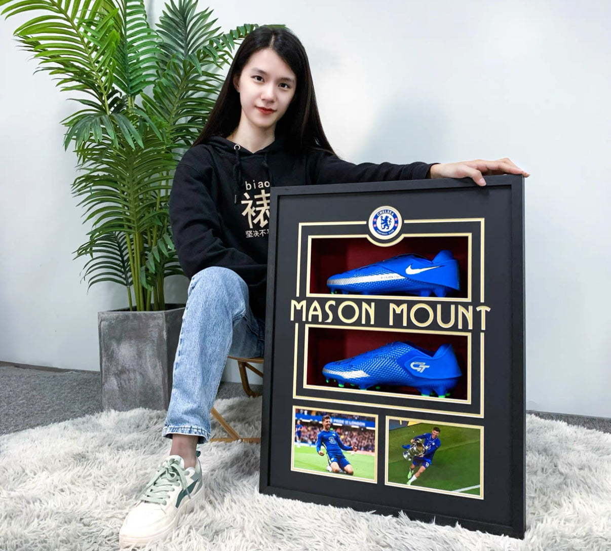 Chelsea FC MASON MOUNT Sneakers with Personalized Custom Design Framed 00005