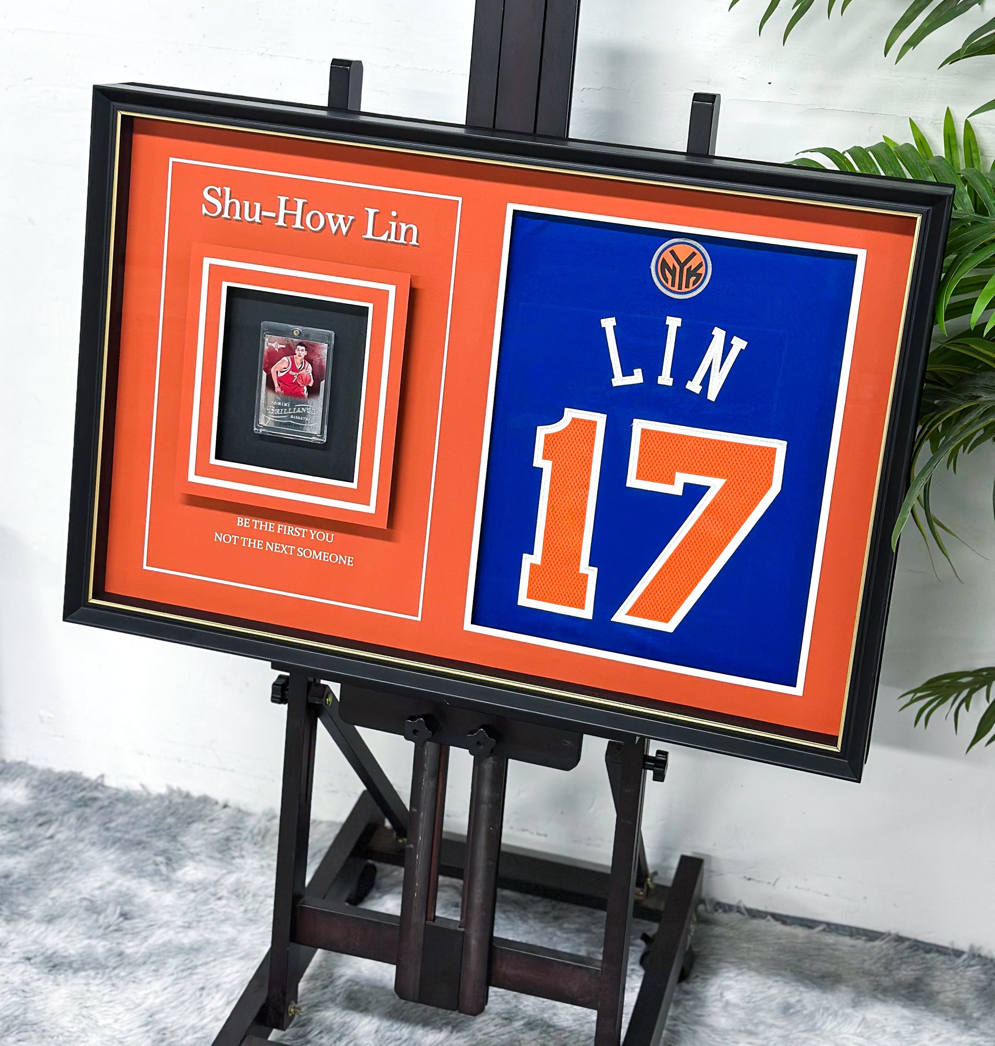 New York Knicks LIN Autographed Jersey with Personalized Custom Design Framed 00014
