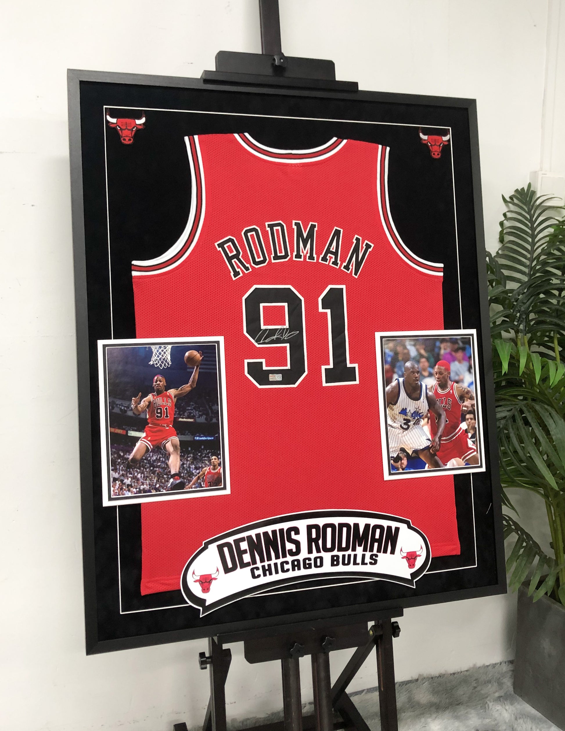 Chicago Bulls Dennis Rodman Autographed Jersey with Standard Design Framed 000015