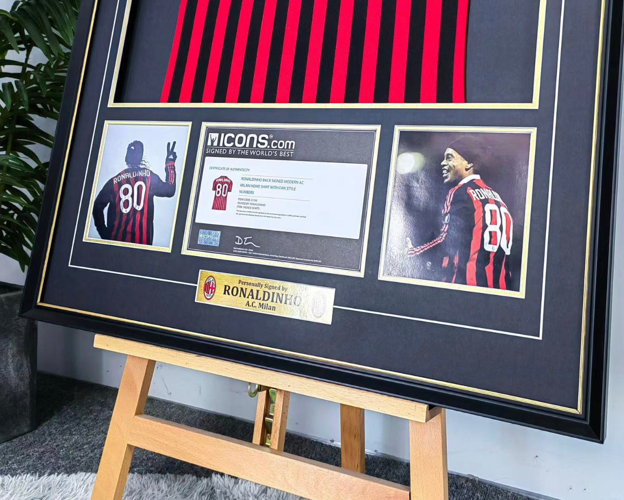 A.C. Milan Ronaldo Moreira Autographed Jersey with Personalized Custom Design Framed 000019