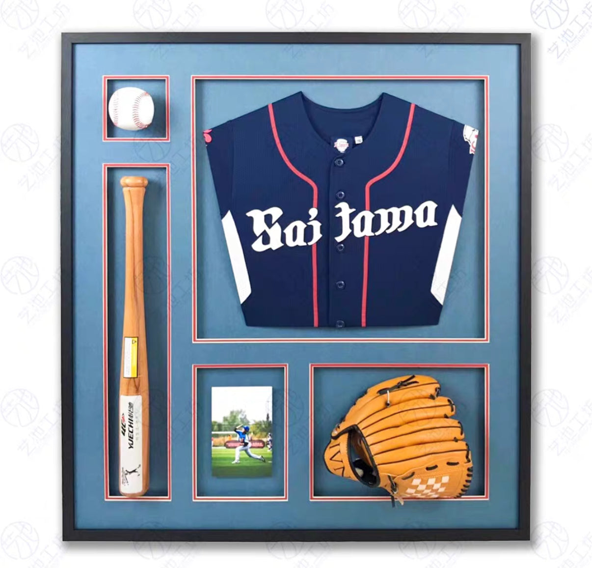 Baseball uniform Autographed Jersey with Personalized Custom Design Framed 00003