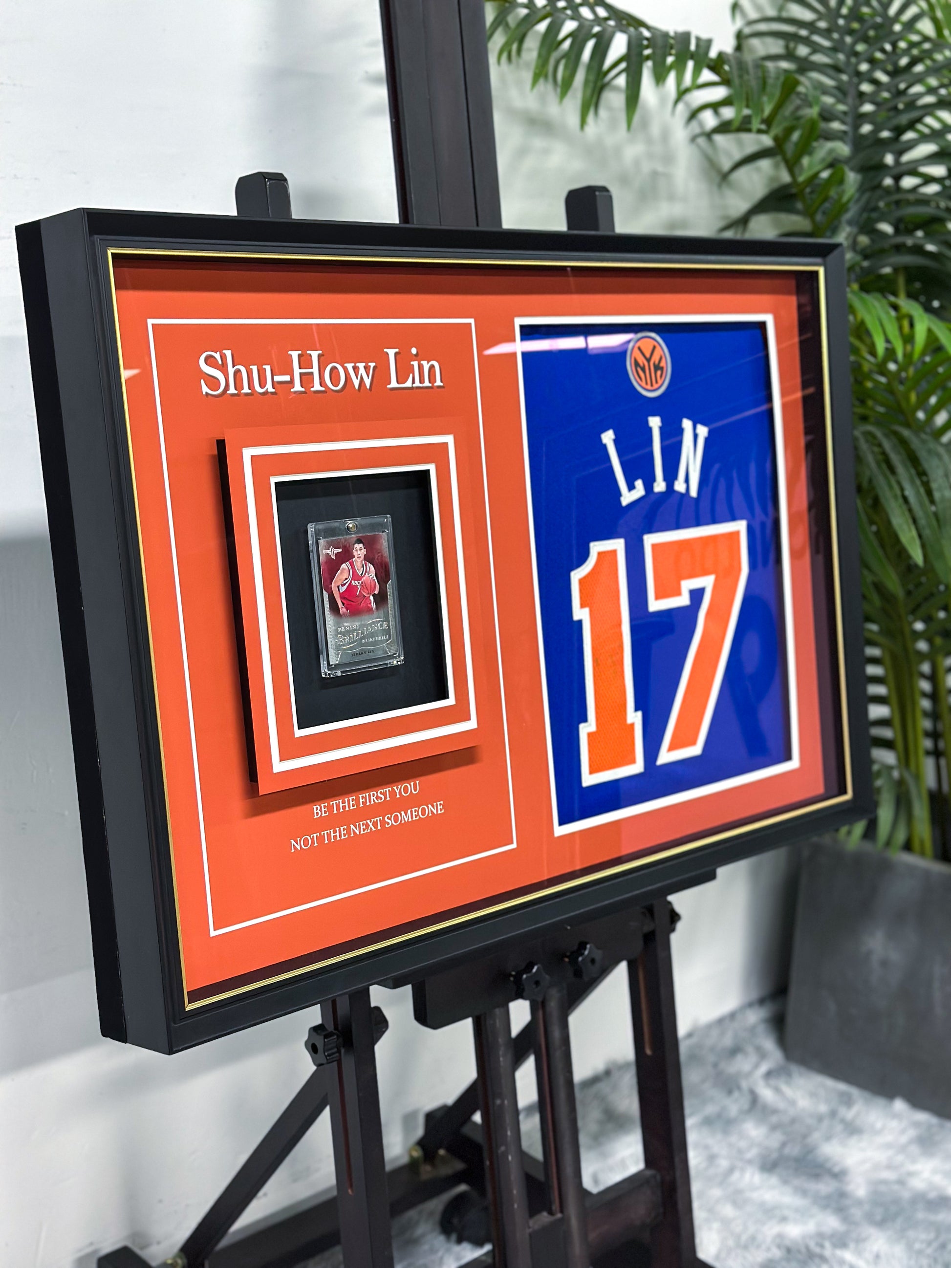 New York Knicks LIN Autographed Jersey with Personalized Custom Design Framed 00014
