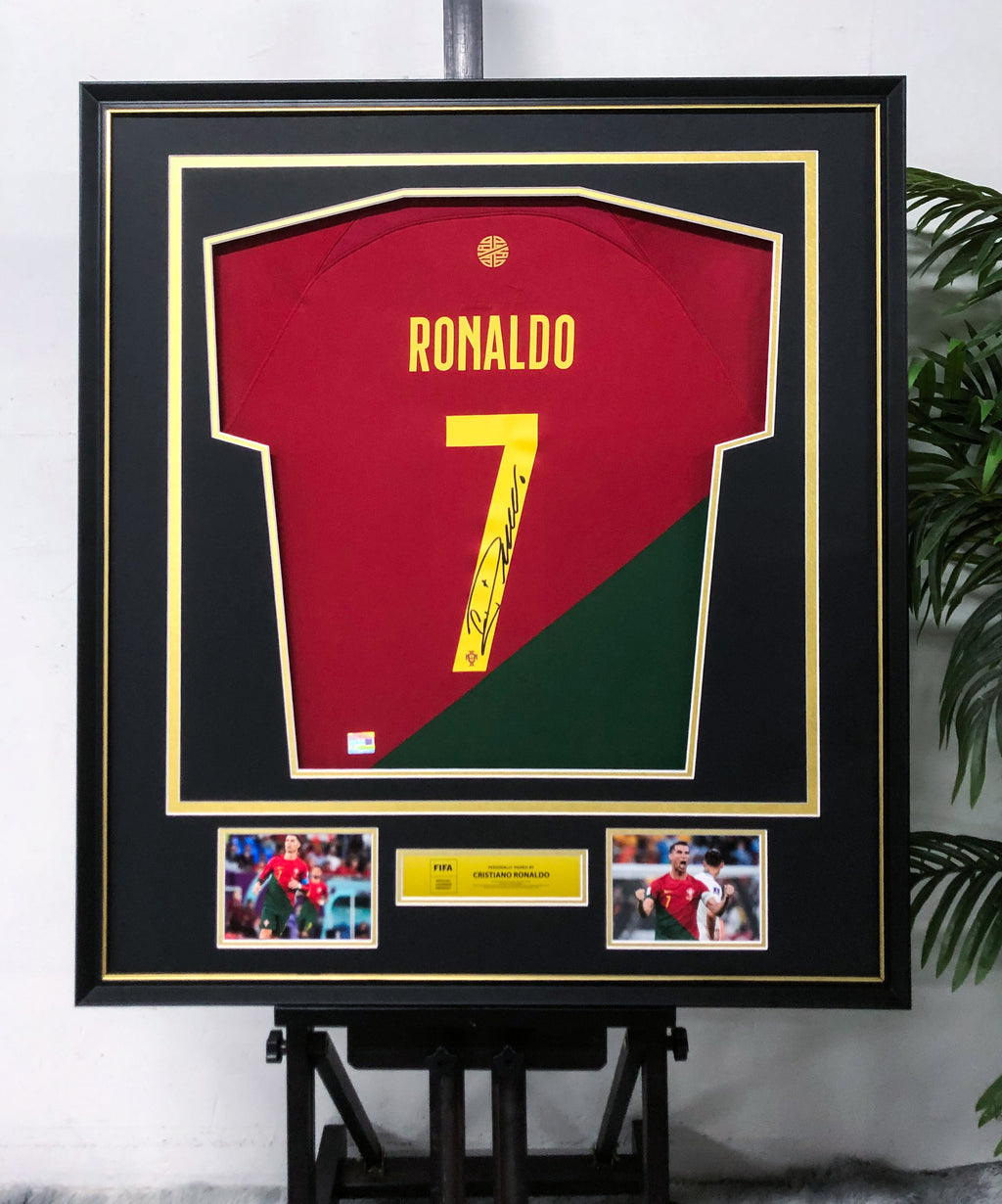 Portugal Cristiano Ronaldo Autographed Jersey with Personalized Custom Design Framed 00086
