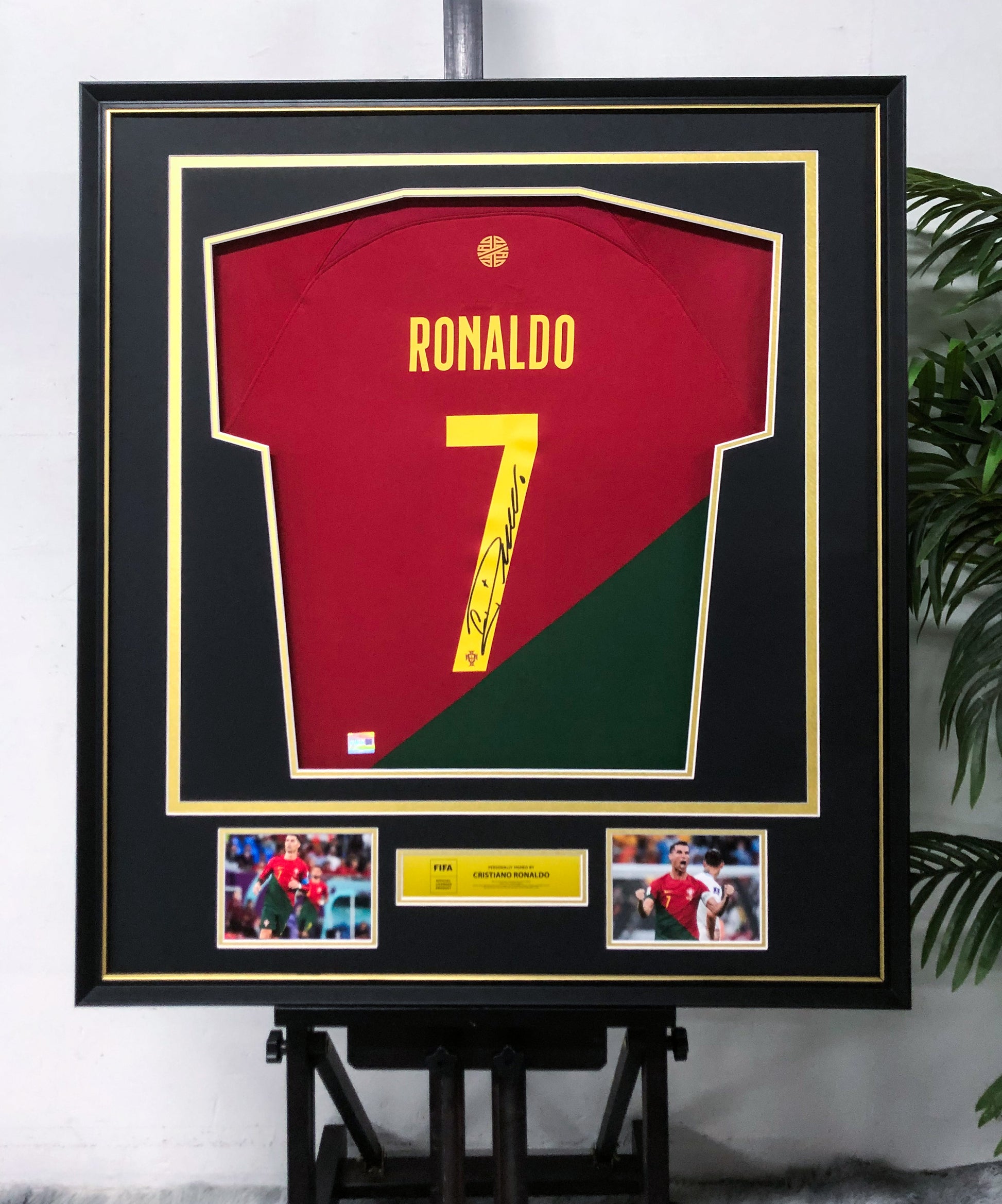 Portugal Cristiano Ronaldo Autographed Jersey with Personalized Custom Design Framed 00086