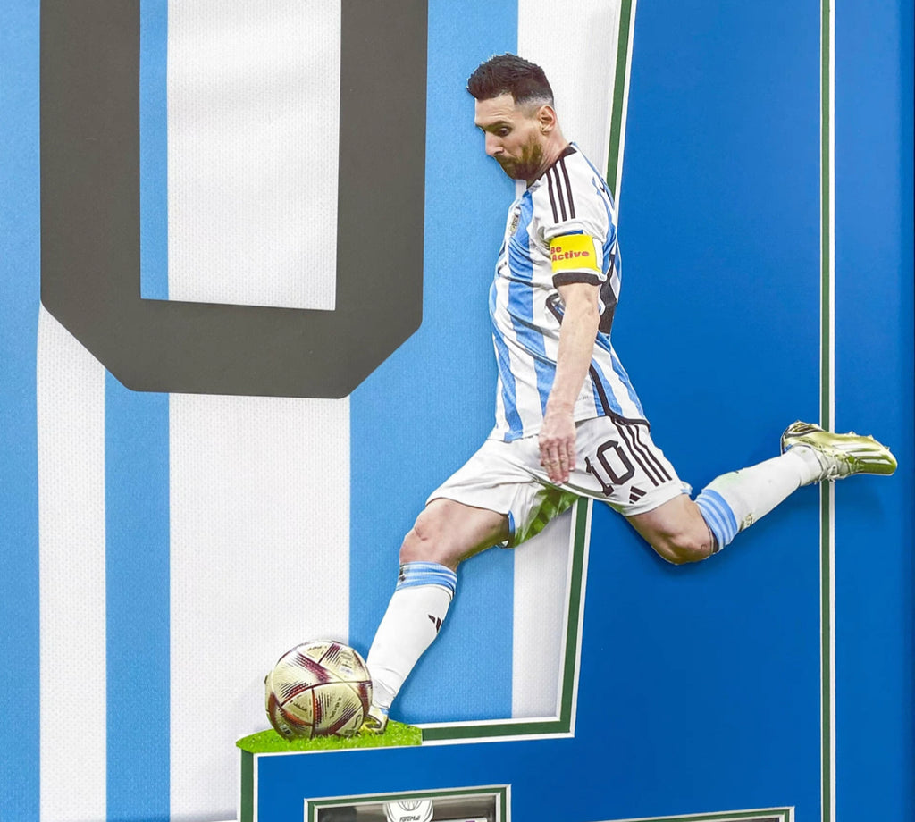 Argentina Lionel Messi Autographed Jersey with Personalized Custom Design Framed 00008