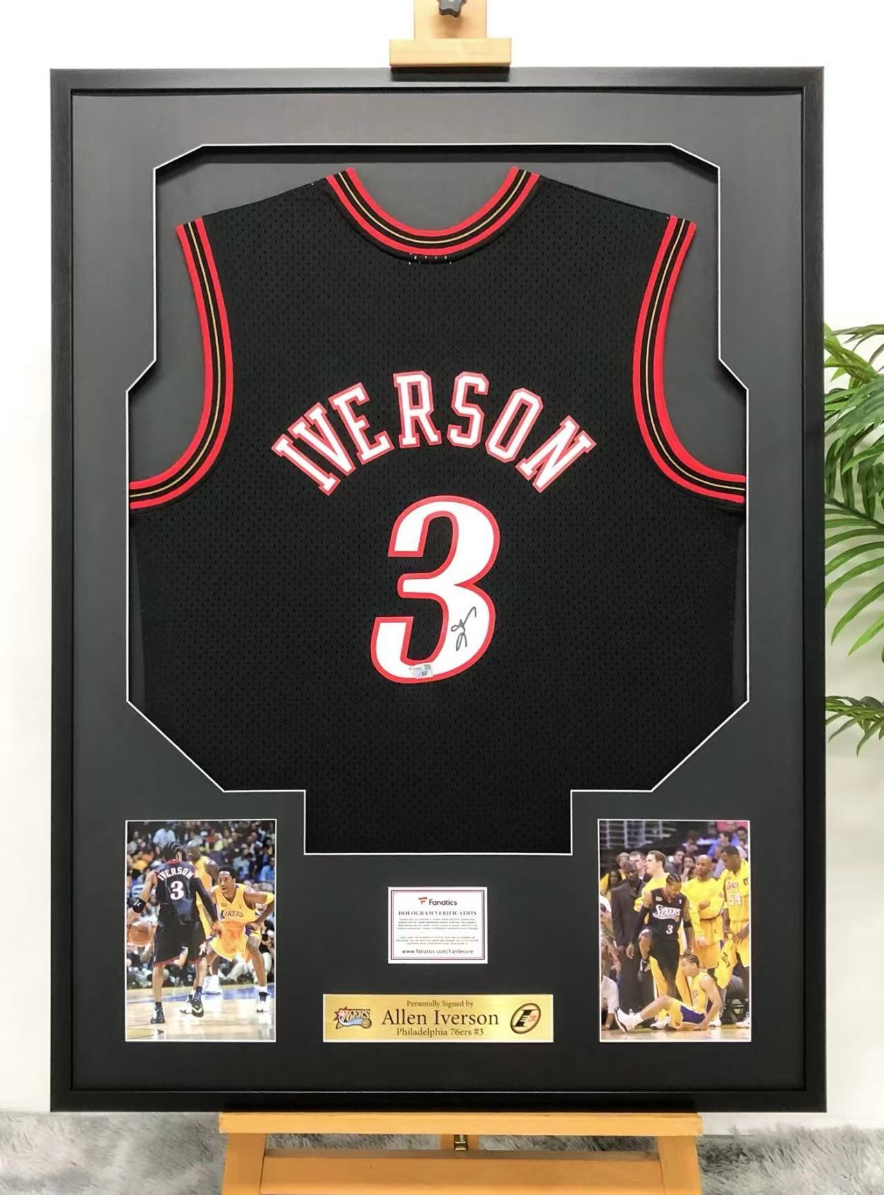 Philadelphia 76ers Allen Iverson Autographed Jersey with Standard Design Framed 000013