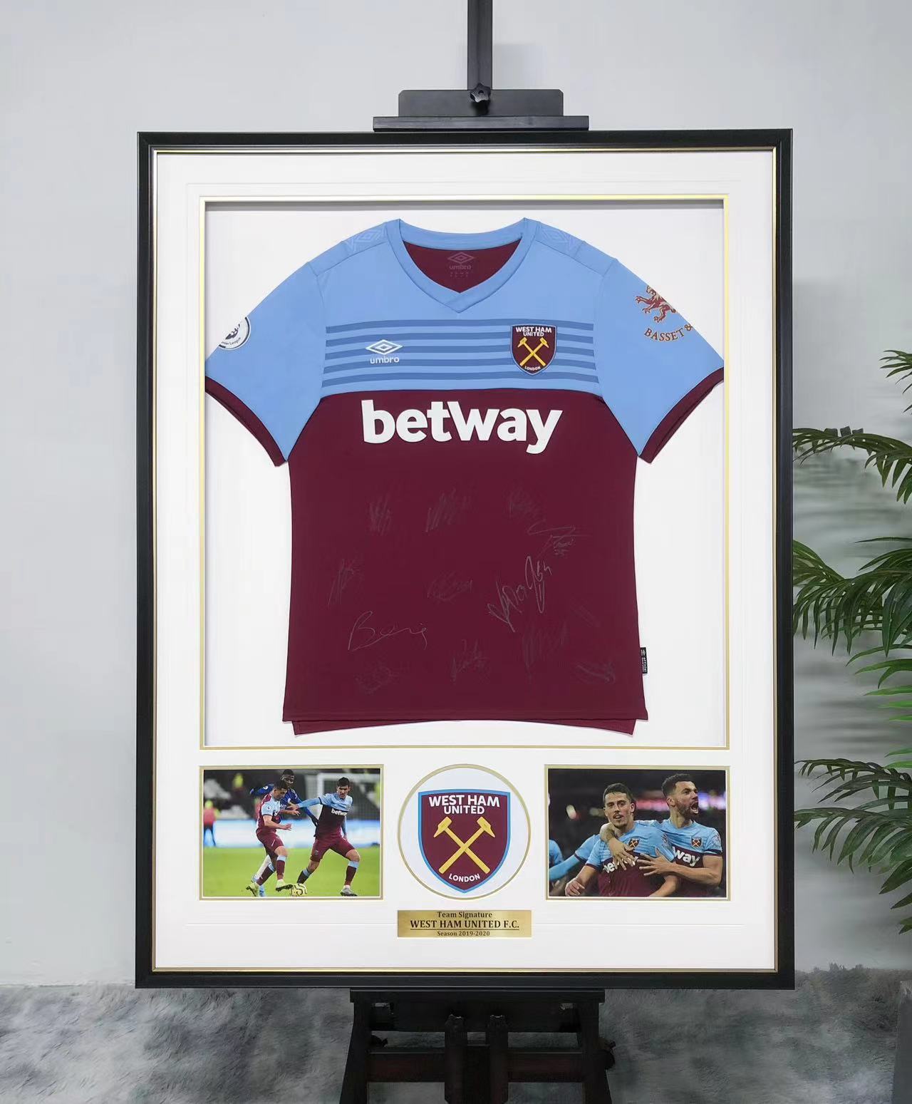 West Ham Autographed Jersey with Personalized Custom Design Framed 00005