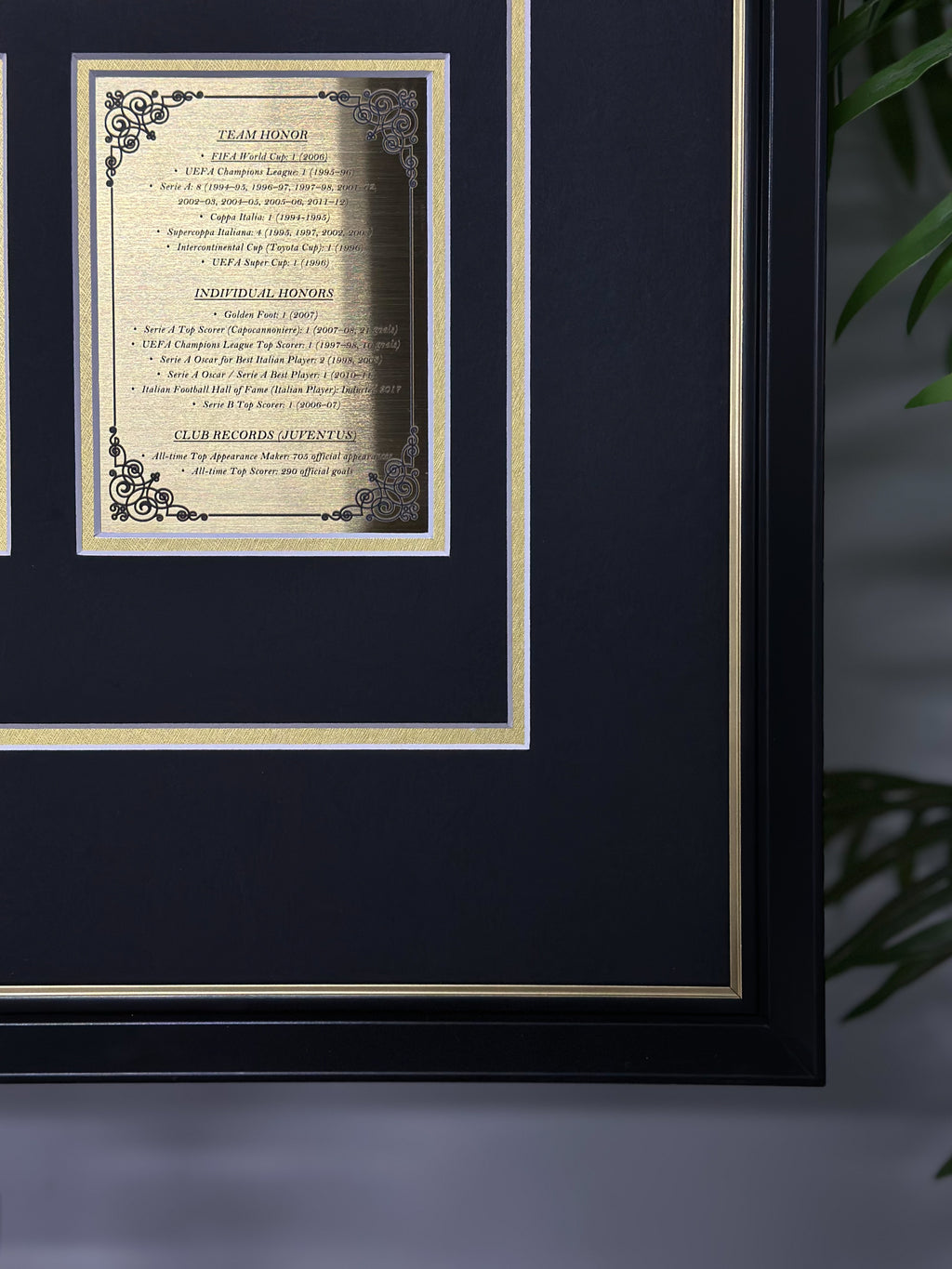 Juventus F.C. Del Piero Autographed Jersey with Personalized Custom Design Framed 000070