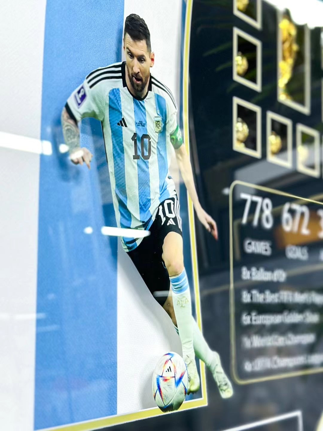 Argentina Lionel Messi Autographed Jersey with Personalized Custom Design Framed 000055