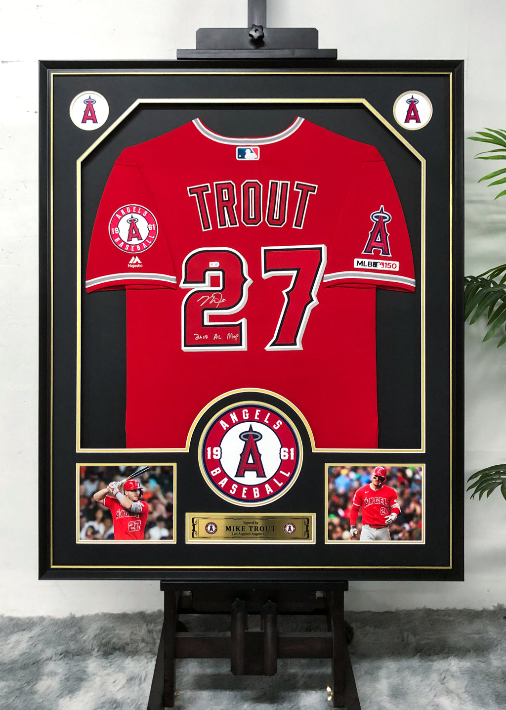 Los Angeles Angels Mike Trout Autographed Jersey with Personalized Custom Design Framed 00019