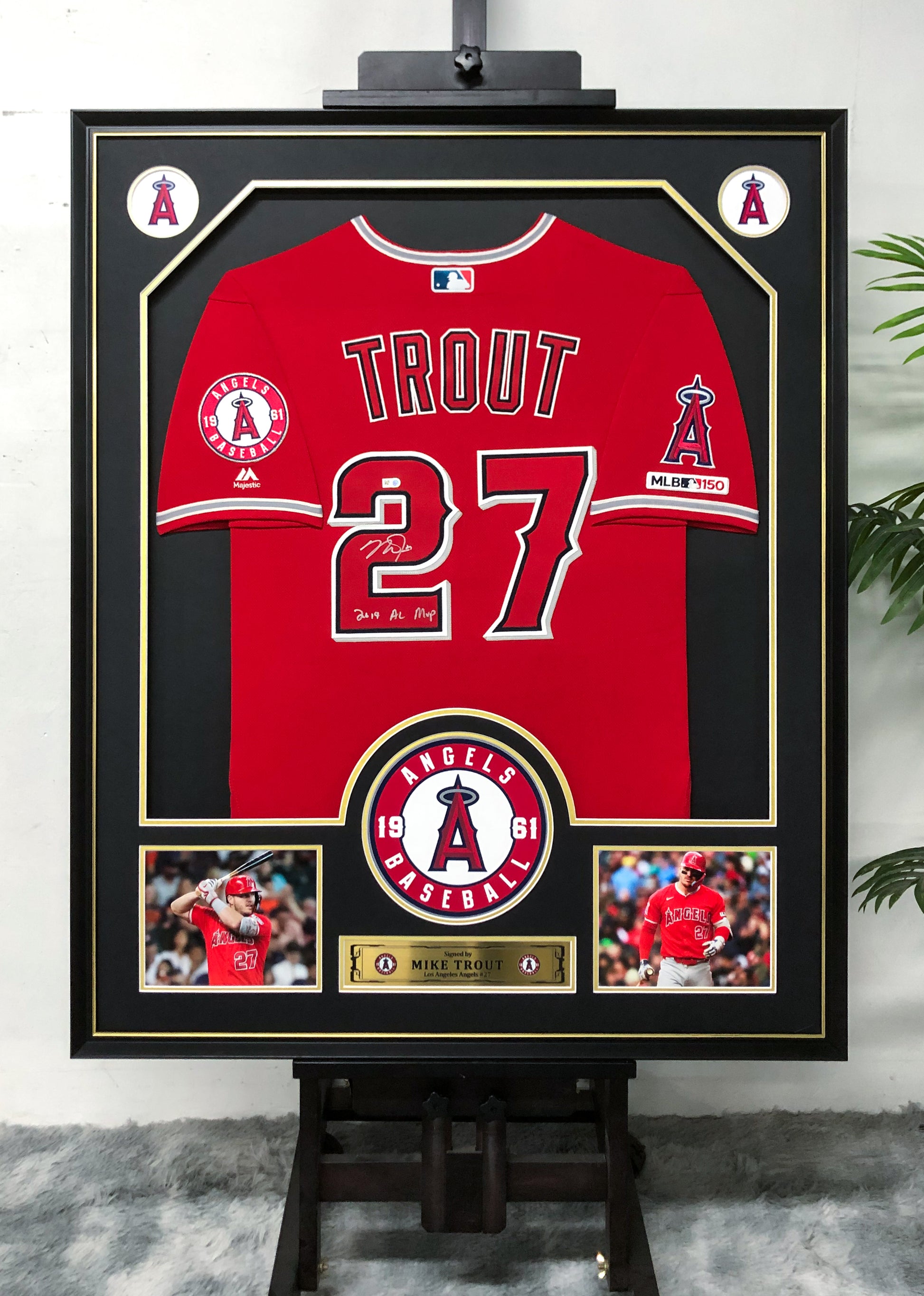Los Angeles Angels Mike Trout Autographed Jersey with Personalized Custom Design Framed 00019