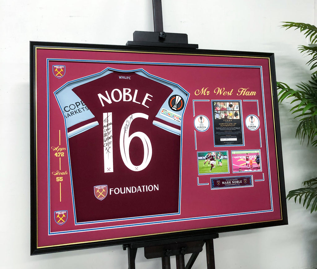 West Ham MARK NOBLE Autographed Jersey with Personalized Custom Design Framed 00051