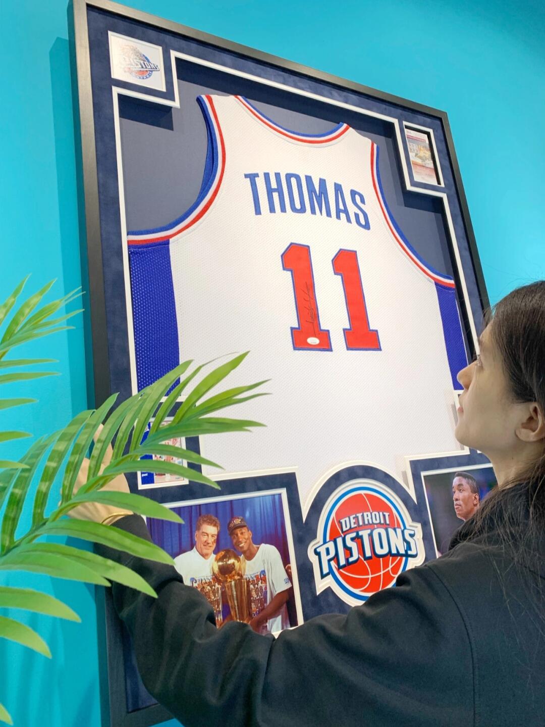 THOMAS Autographed Jersey with Personalized Custom Design Framed 00011