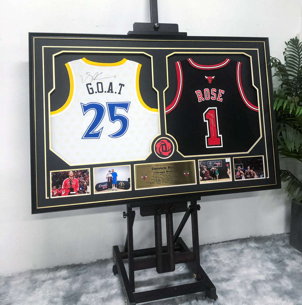 Chicago Bulls Derrick Rose Autographed Jersey with Personalized Custom Design Framed 00015