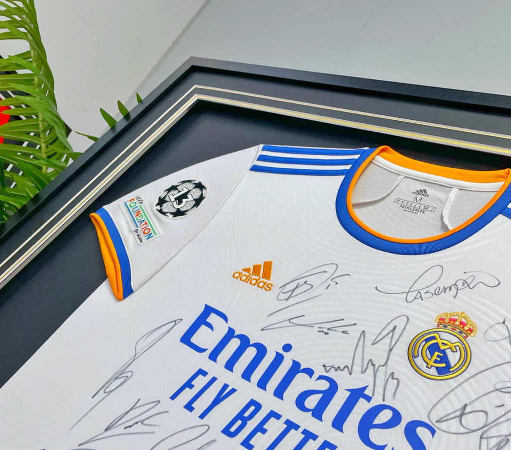 Real Madrid Club Autographed Jersey with Personalized Custom Design Framed 000016