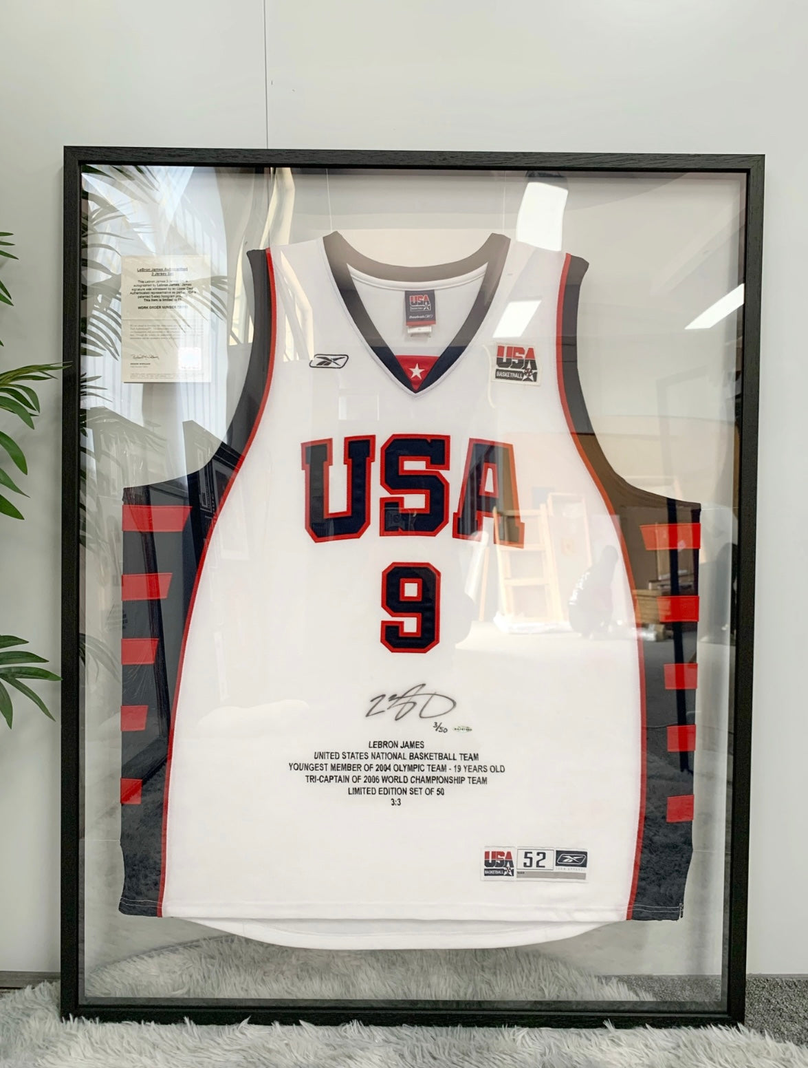 USA LeBron James Autographed Jersey with Personalized Custom Design Framed 000043