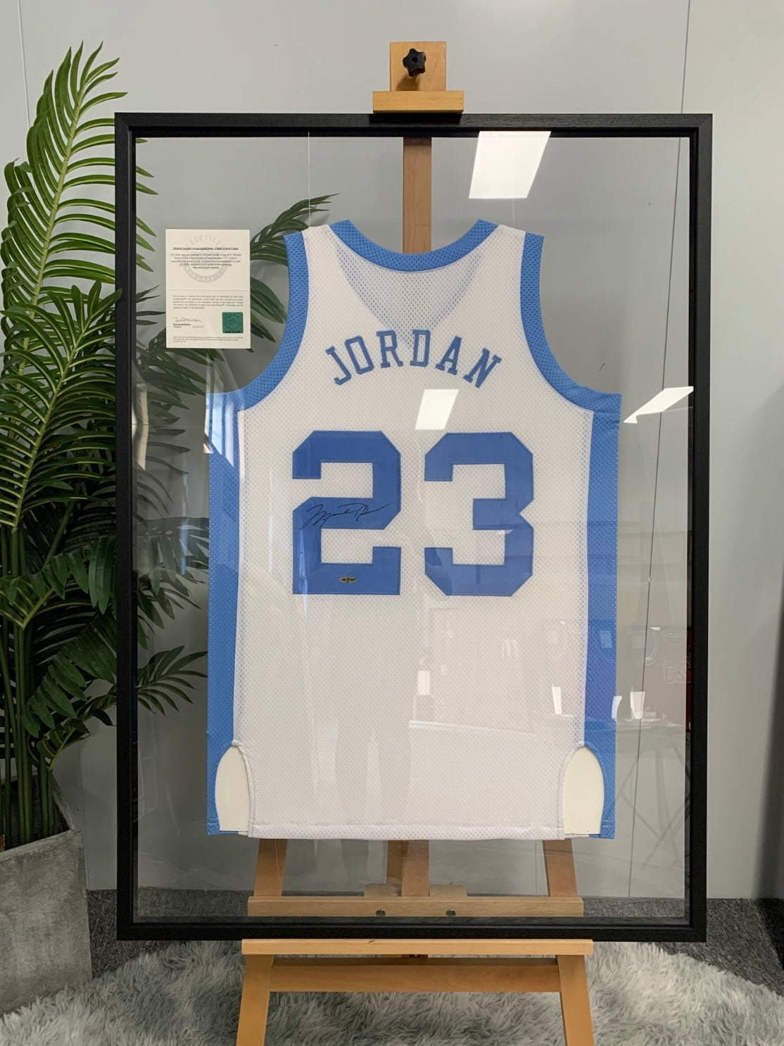 North Carolina Michael Jordan Autographed Jersey with Standard Design Framed 00069