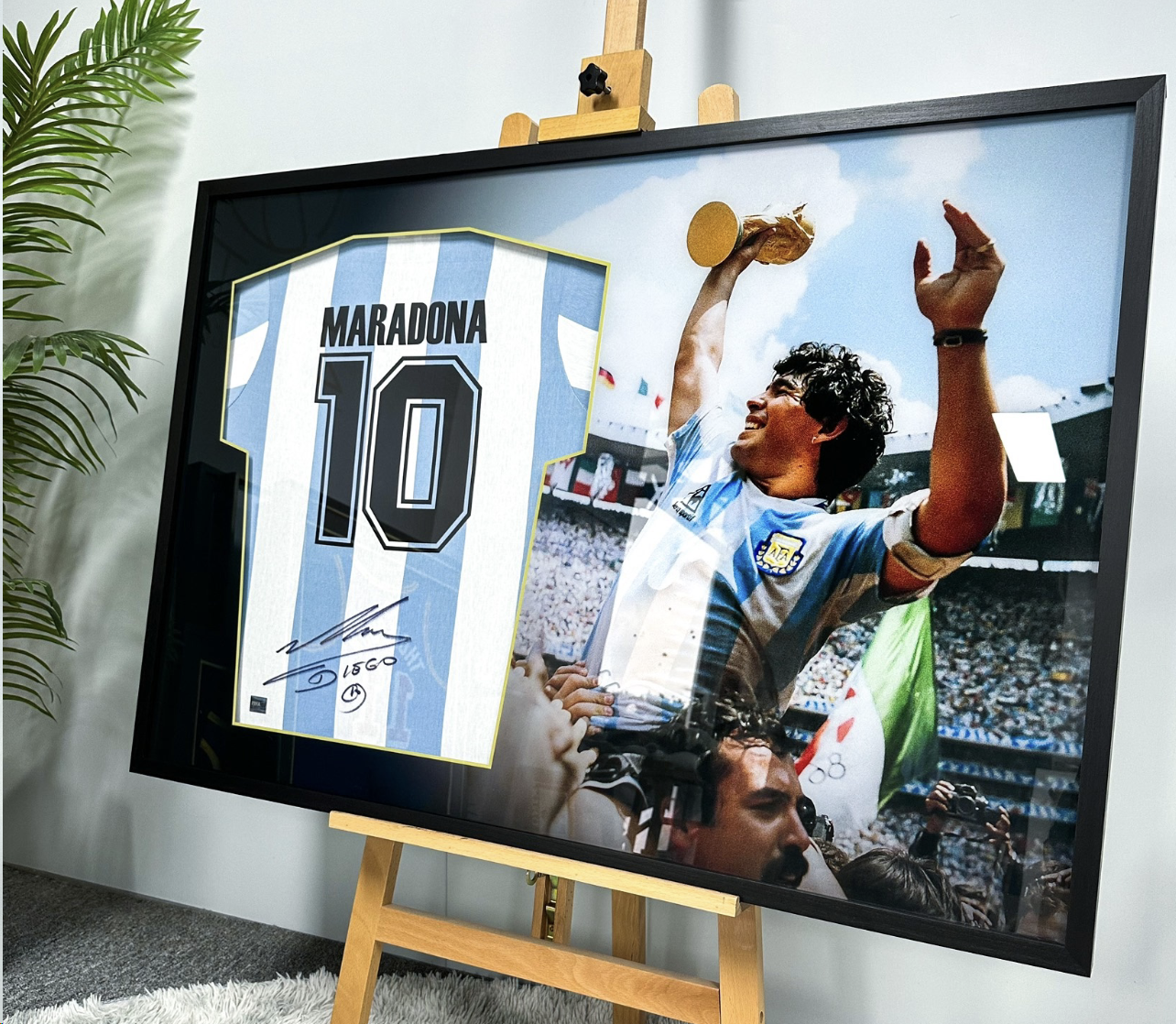 Argentina Diego Maradona Autographed Jersey with Personalized Custom Design Framed 000027