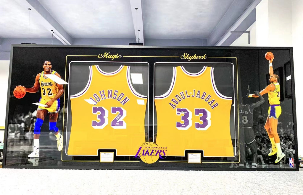 Kareem Abdul-Jabbar Wilton Norman Chamberlain Autographed Jersey with Personalized Custom Design Framed 000017
