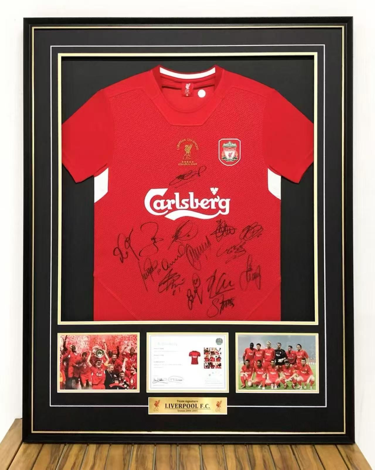 Liverpool FC Autographed Jersey with Standard Design Framed 000020