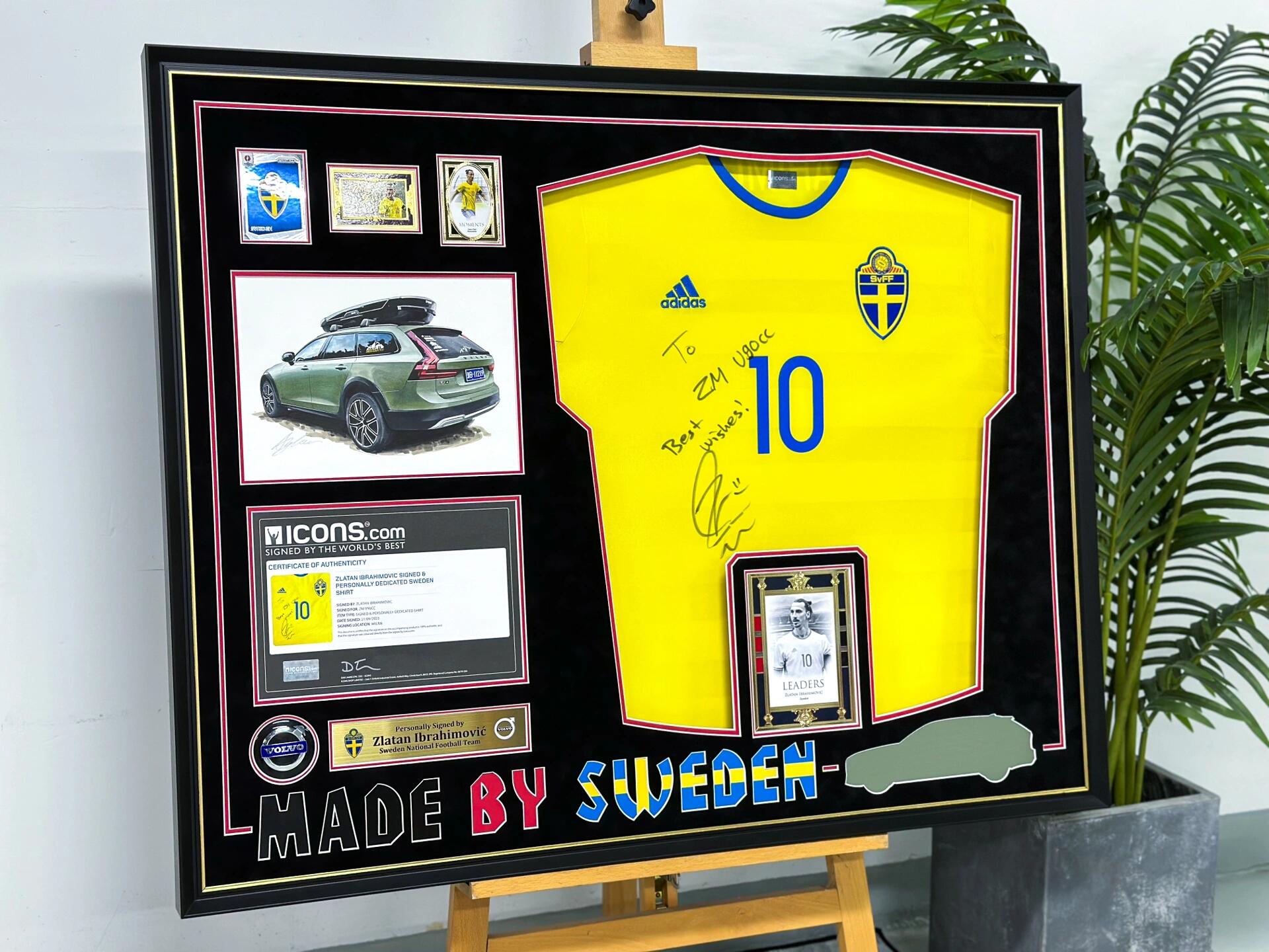 Sweden Zlatan Ibrahimović Autographed Jersey with Personalized Custom Design Framed 000090