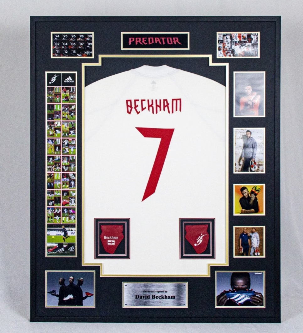 Manchester United David Beckham Autographed Jersey with Personalized Custom Design Framed 00004