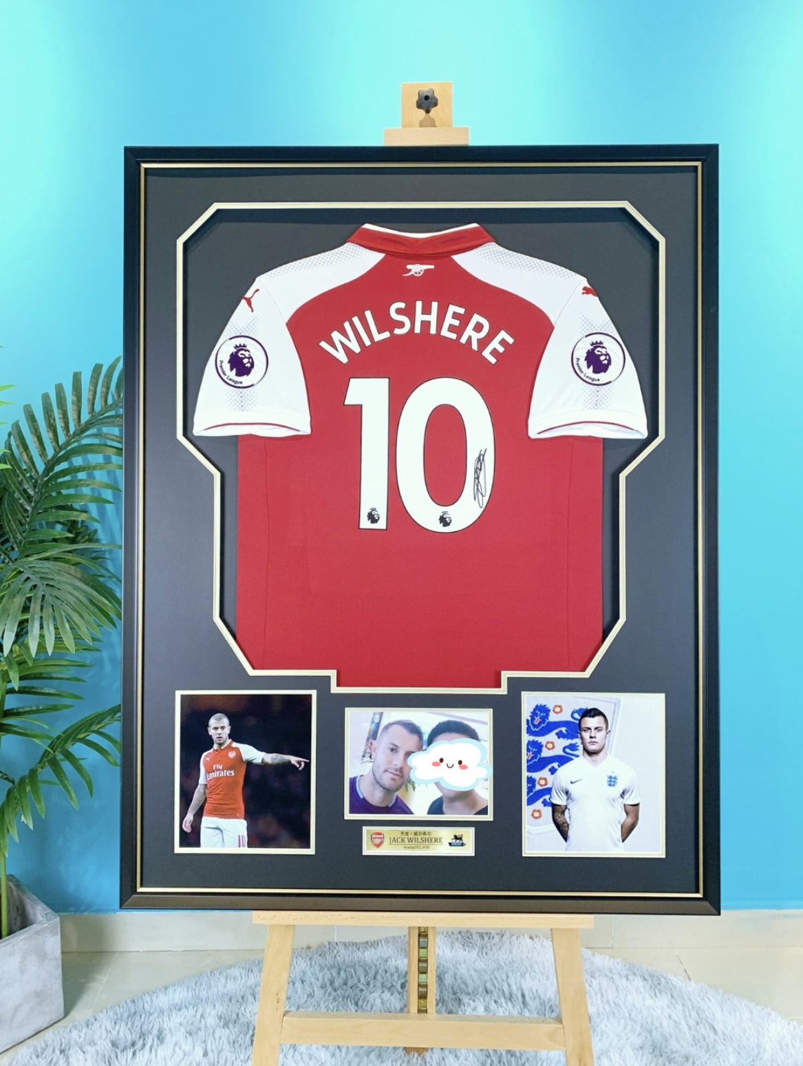 The Arsenal Football Club  Jack Wilsher  Autographed Jersey with Personalized Custom Design Framed 00022