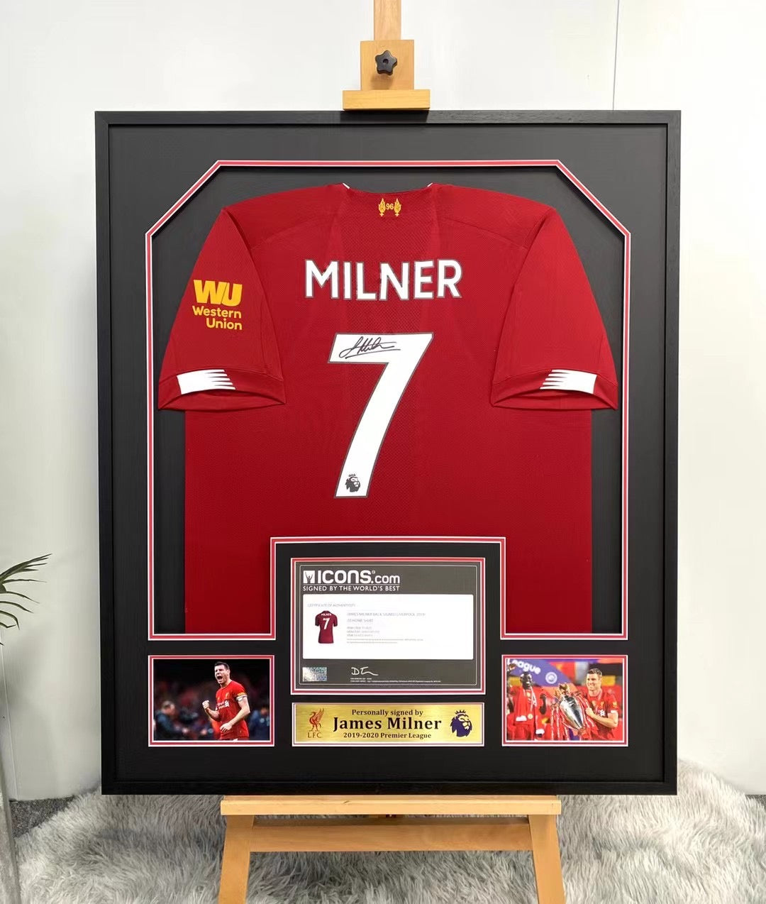 Liverpool FC James Milner Football Club Autographed Jersey with Standard Design Framed 000035