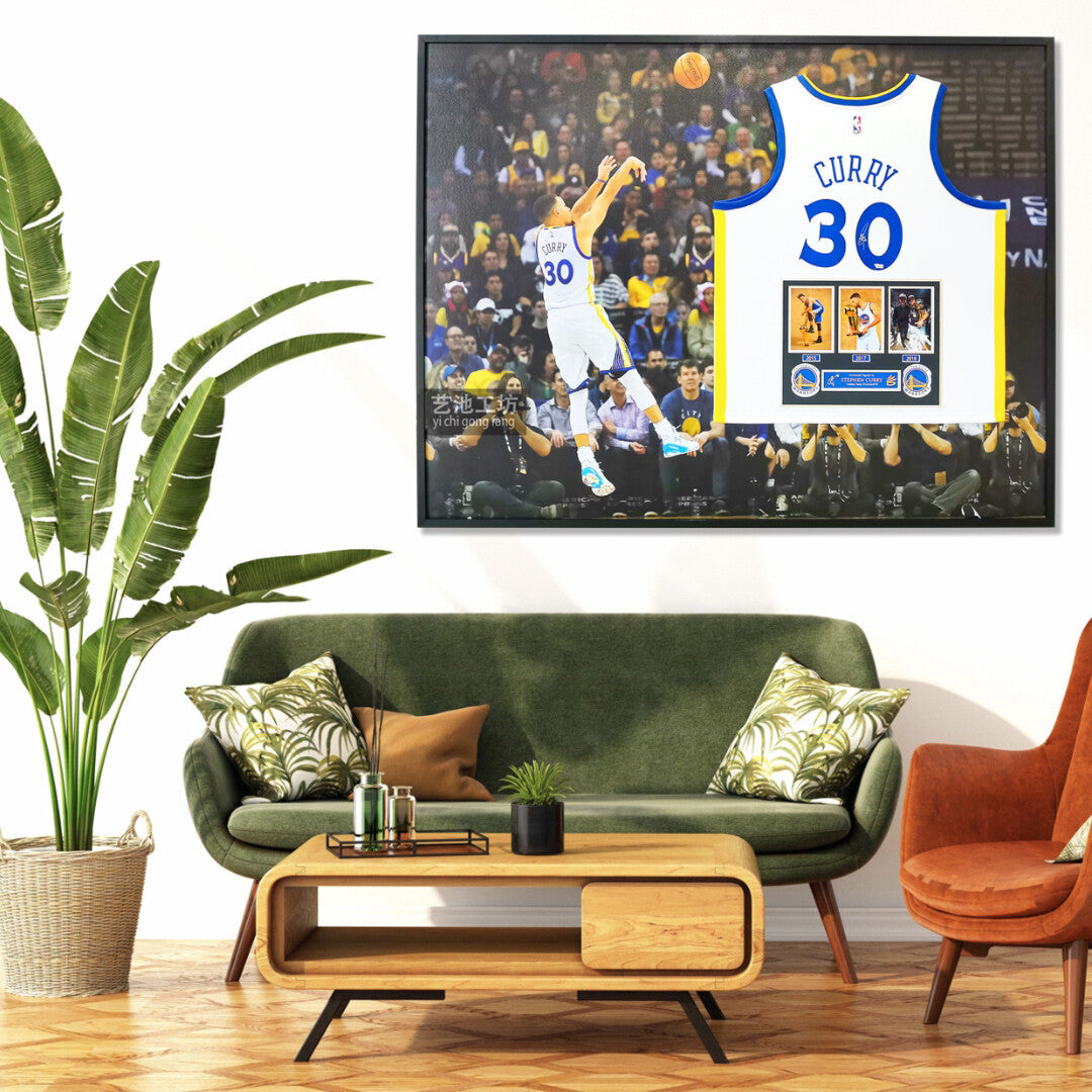 Golden State Warriors Stephen Curry Autographed Jersey with Personalized Custom Design Framed 00004