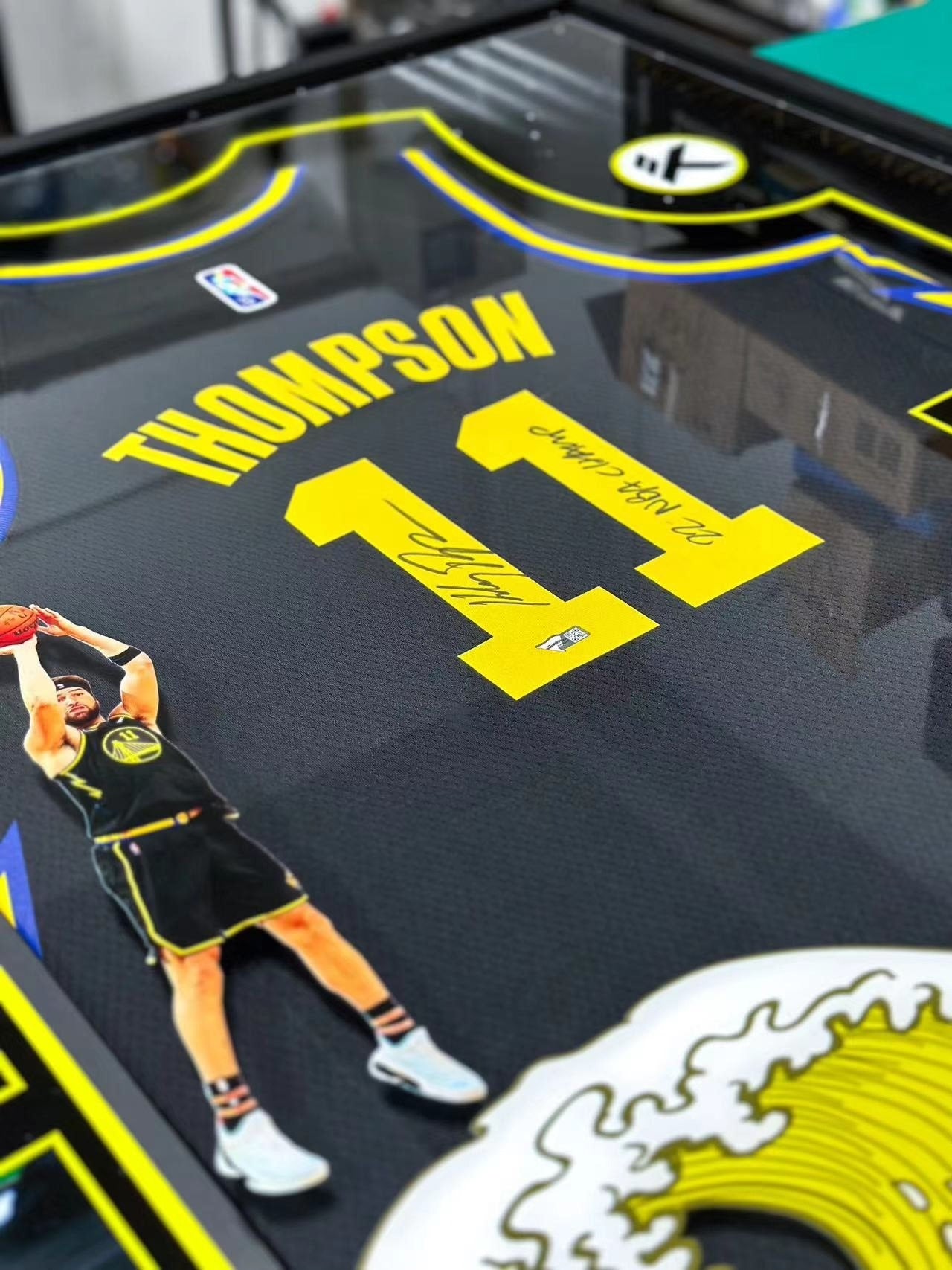 Golden State Warriors Stephen Curry Autographed Jersey with Personalized Custom Design Framed 000018