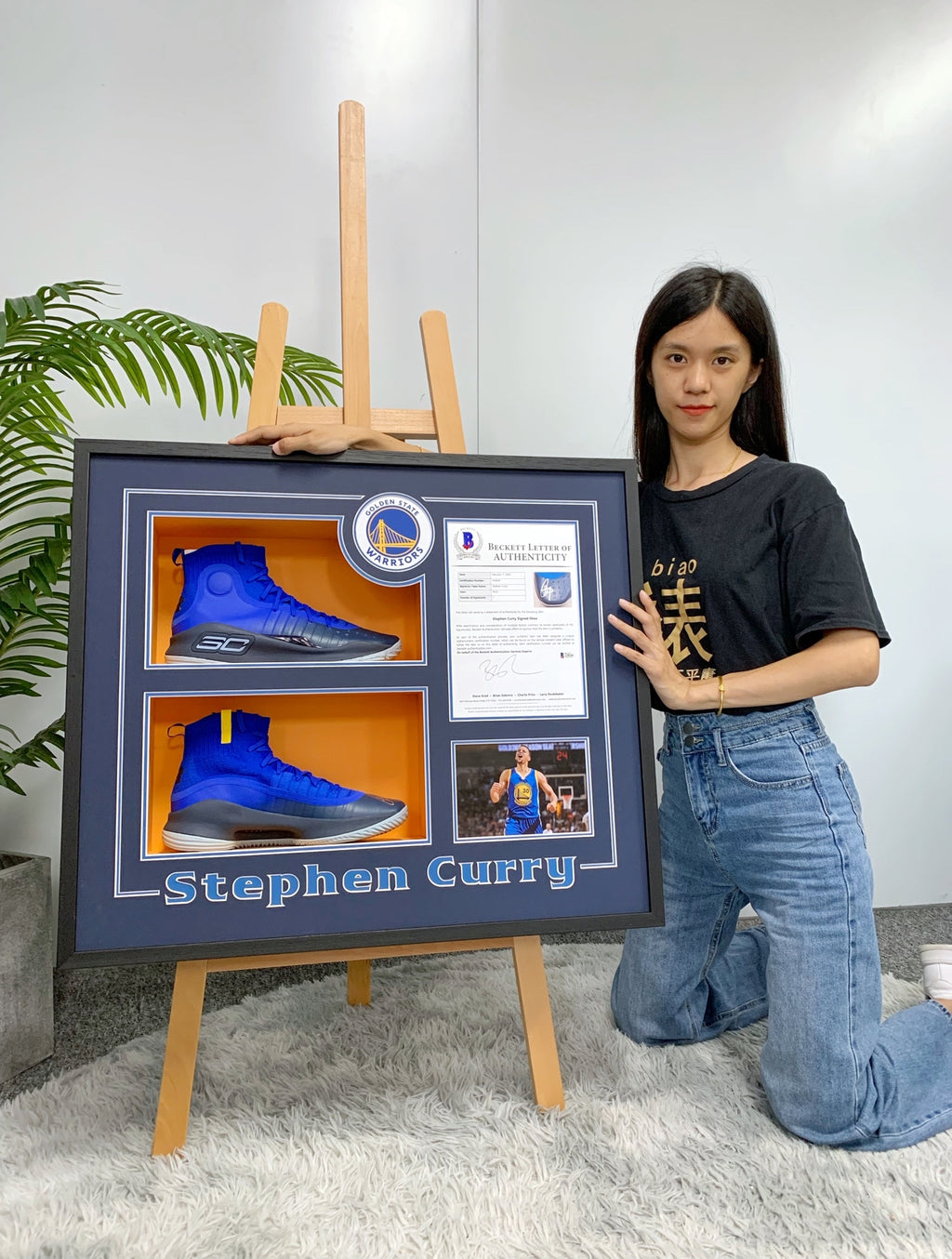 Stephen Curry Sneakers with Personalized Custom Design Framed 000016