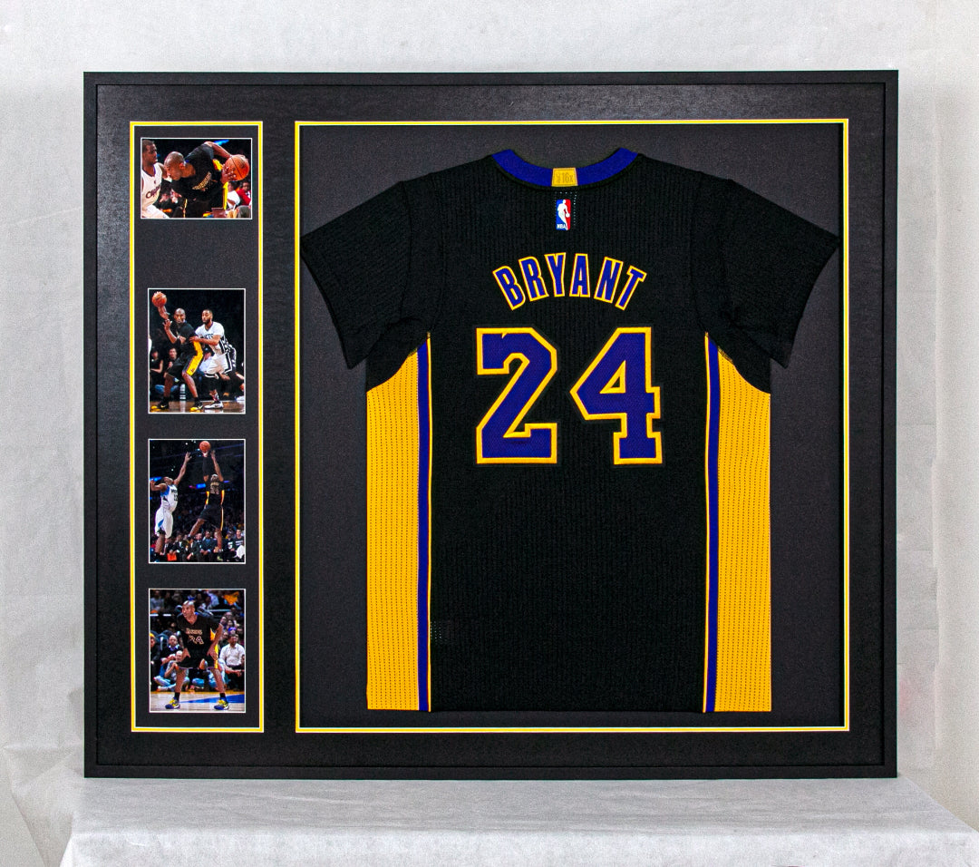 Los Angeles Lakers Kobe Bryant Autographed Jersey with Personalized Custom Design Framed 000018