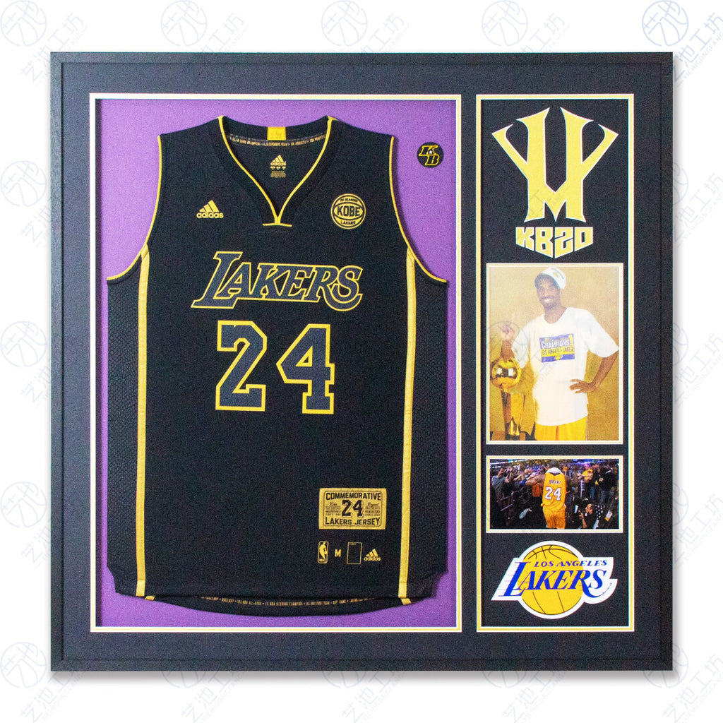 Los Angeles Lakers Kobe Bryant Autographed Jersey with Personalized Custom Design Framed 000021